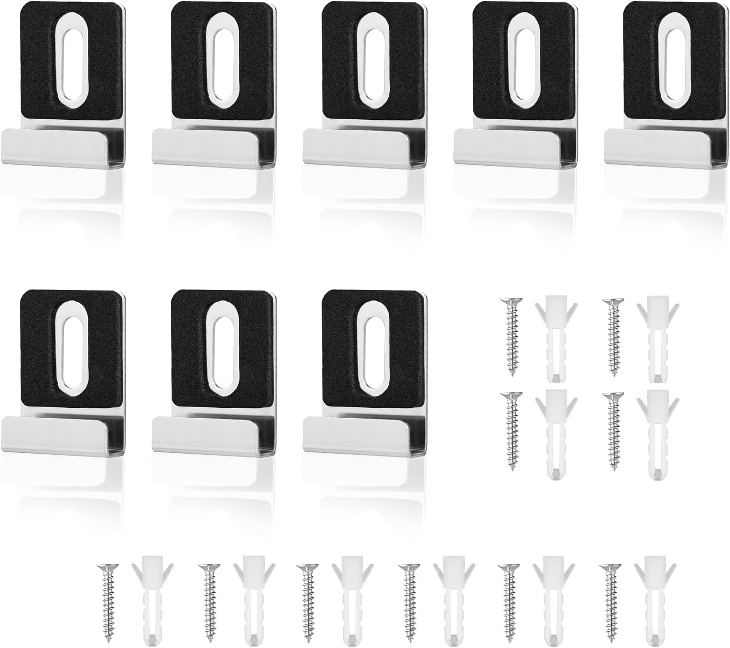 8PCS Mirror Clips for Wall Mounting,Mirror Mounting Hardware,Mirror Clips for Frameless Mirror,J Hooks for Hangingheavy Duty Mirror Hanger Hardware for Frameless Mounting Wall Tile Billboard Display image number 5