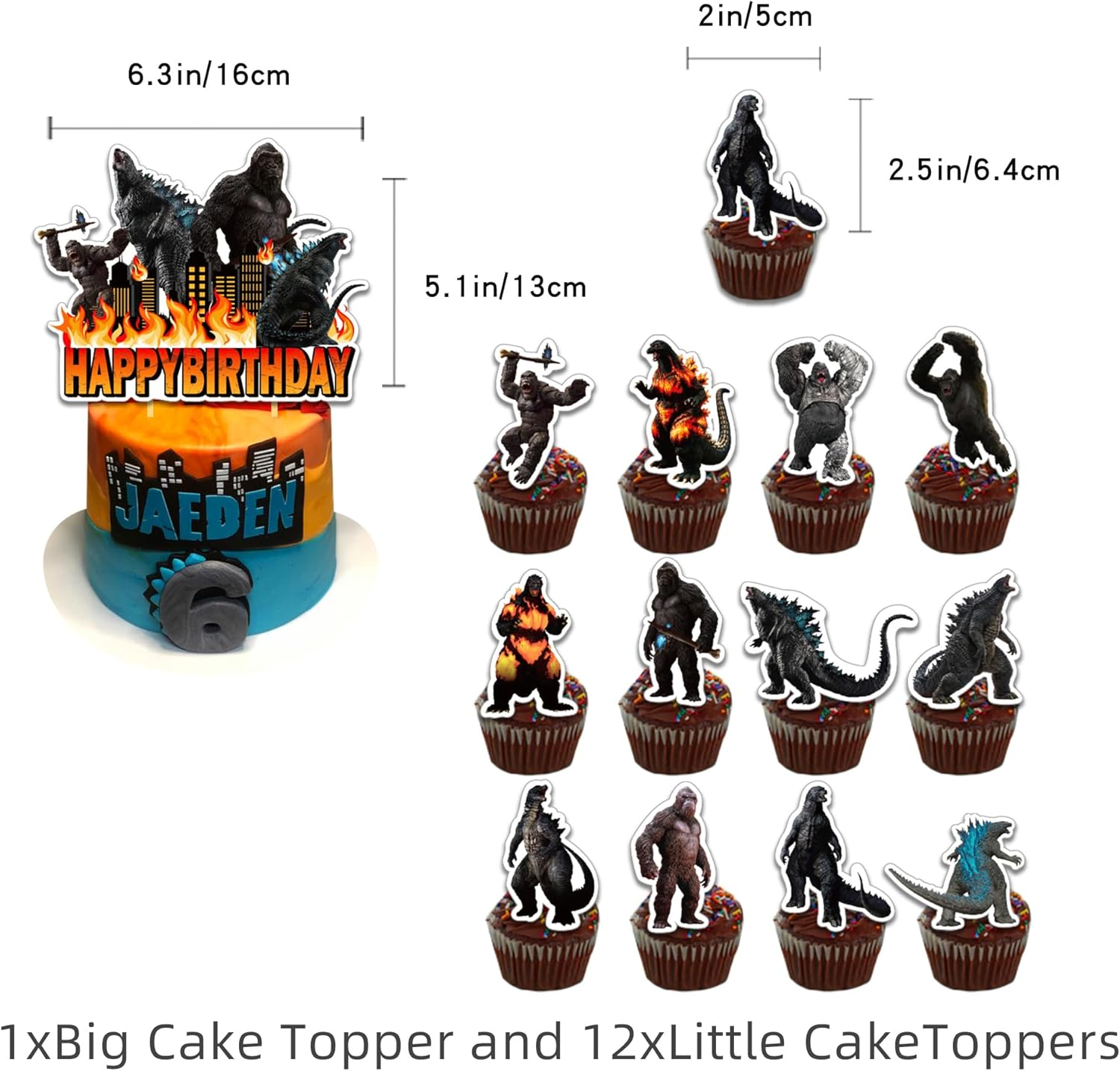 Godzilla Birthday Decorations - Banner, Latex Balloons, Cake & Cupcake Toppers for Kids' Party image number 1