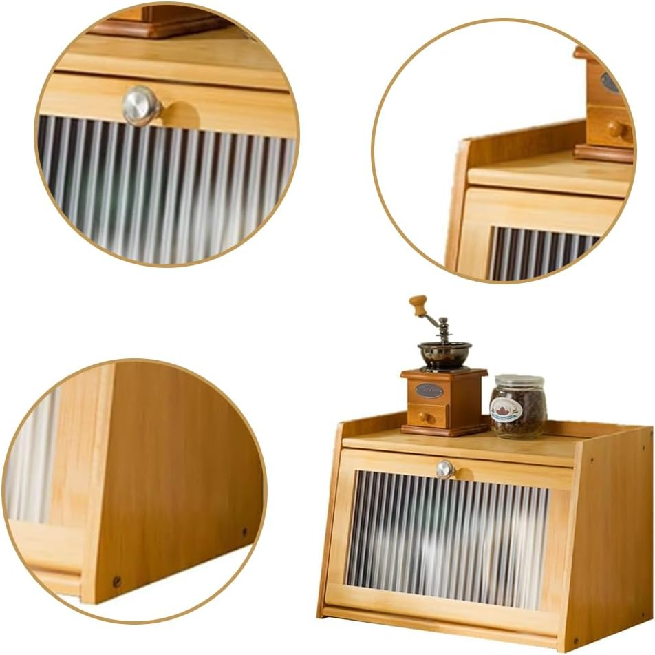 TOMVAES 2-Layer Bamboo Storage Cabinet, Countertop Kitchen Storage Cupboard, Tea & Coffee Bar, 40X25X27 Cm image number 6