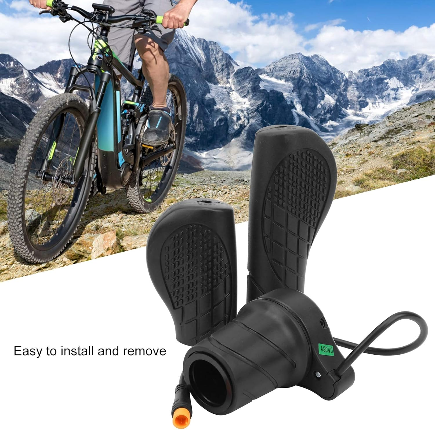 Changor Half Wist Throttle Handle, Premium Non-Slip Rubber Material with Aluminum Alloy Lock Ring Waterproof Design, Electric Bike Accessories, Mountain Bike Modification Compatible image number 6