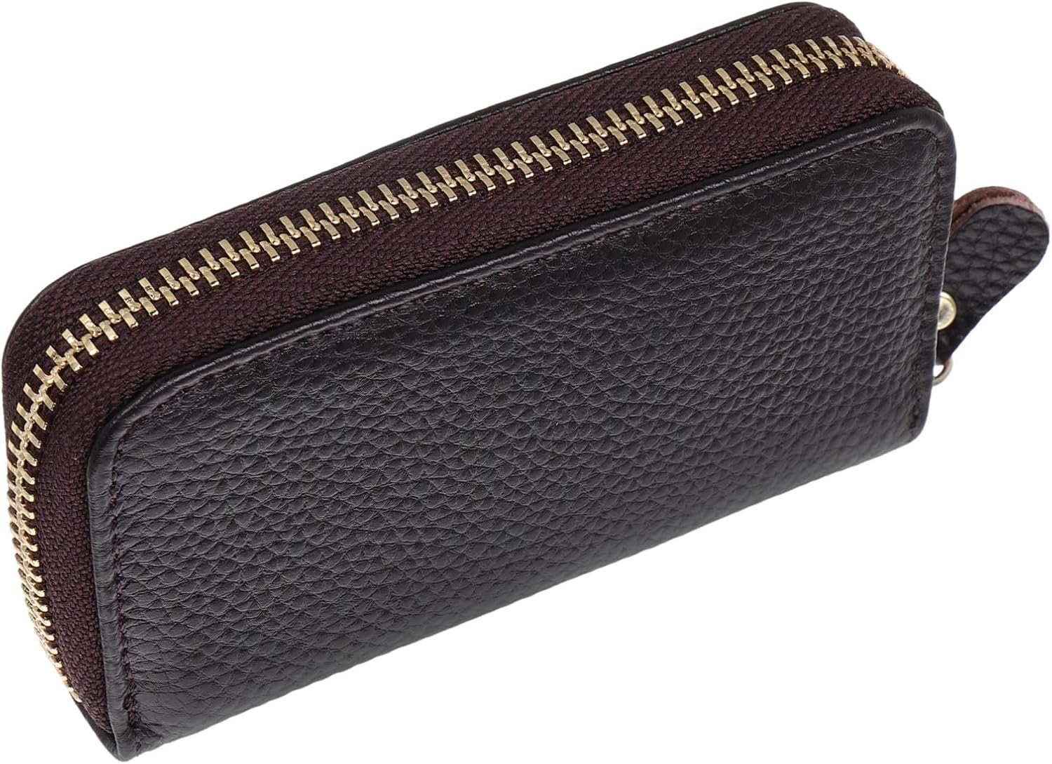 VALICLUD Large Capacity Genuine Leather Key Holder for Men with Zipper Multifunctional Car Key Pouch and Keyring Carabiner Unisex Small Card Wallet for Travel and Daily Use image number 4