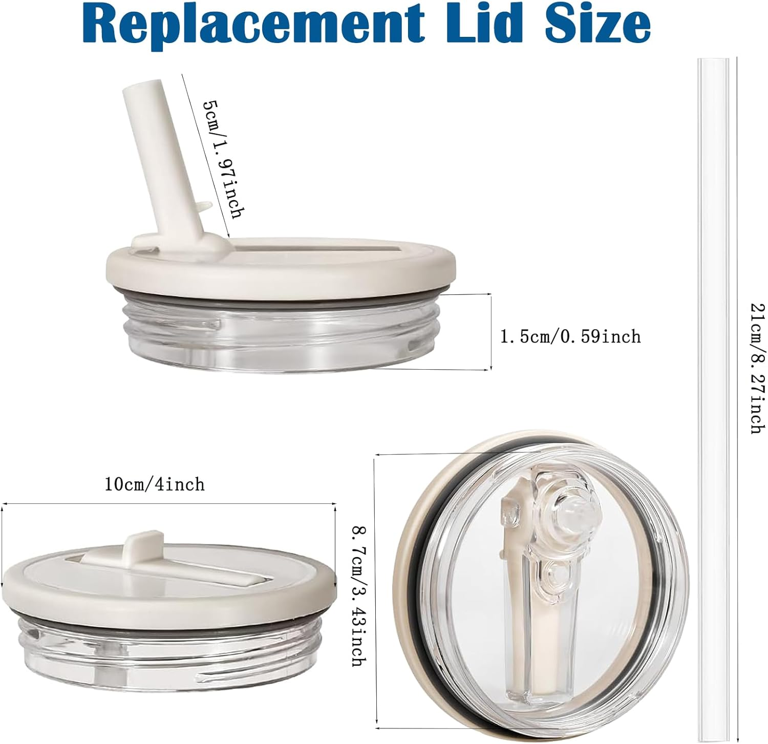 40 Oz Tumbler Flip Straw Lid Replacement Fit for Stanley Quencher,Spill Proof Splash Resistant Tumbler Lids,Reusable Tumbler Cover for Stanley Cup Accessories,Pack of 2,Black - Black image number 2