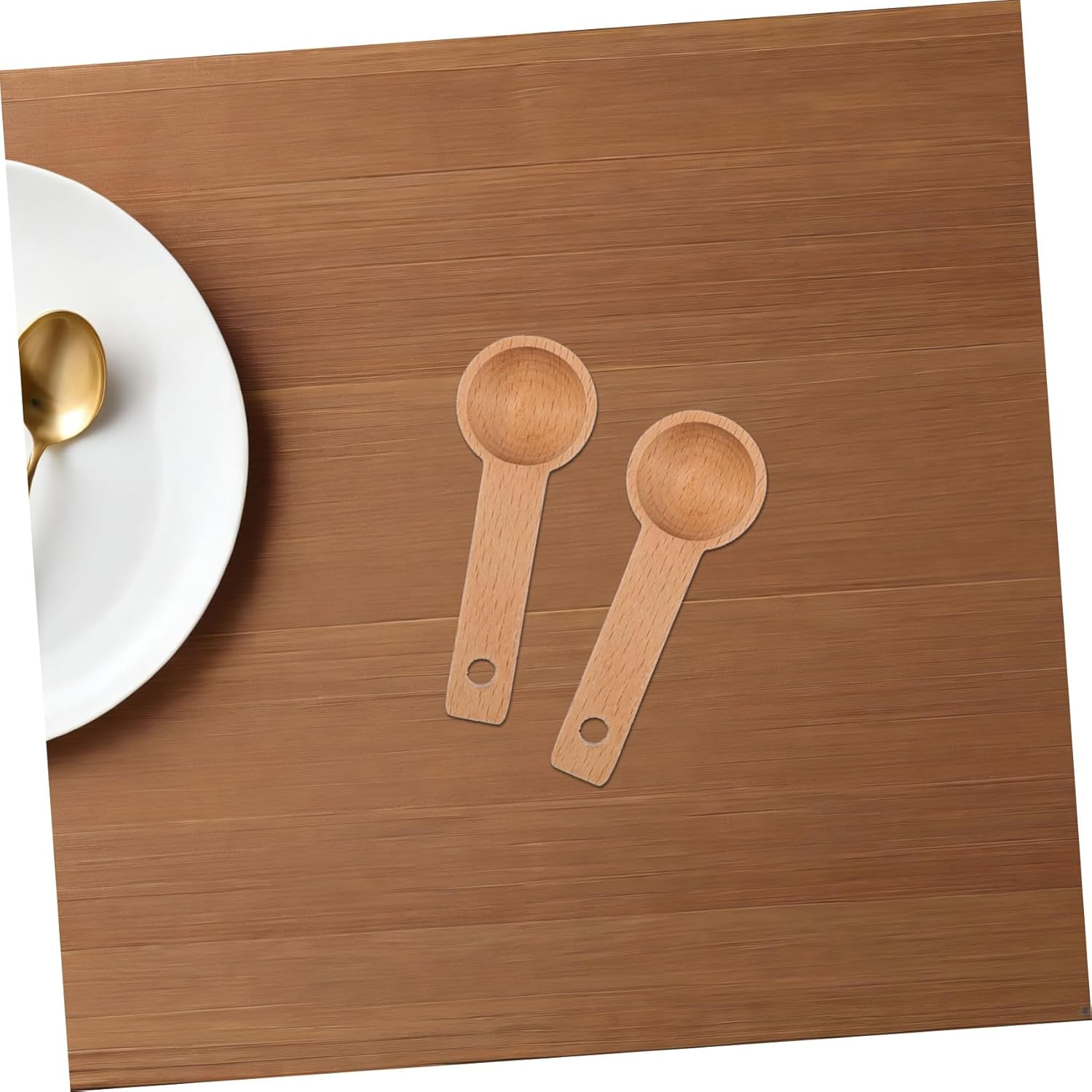 VICASKY 4Pcs Baking Measuring Spoons Espresso Spoons Small Wood Wood Coffee Measure Scoop Coffee Tea Measuring Tool Tea and Tool Beige image number 4