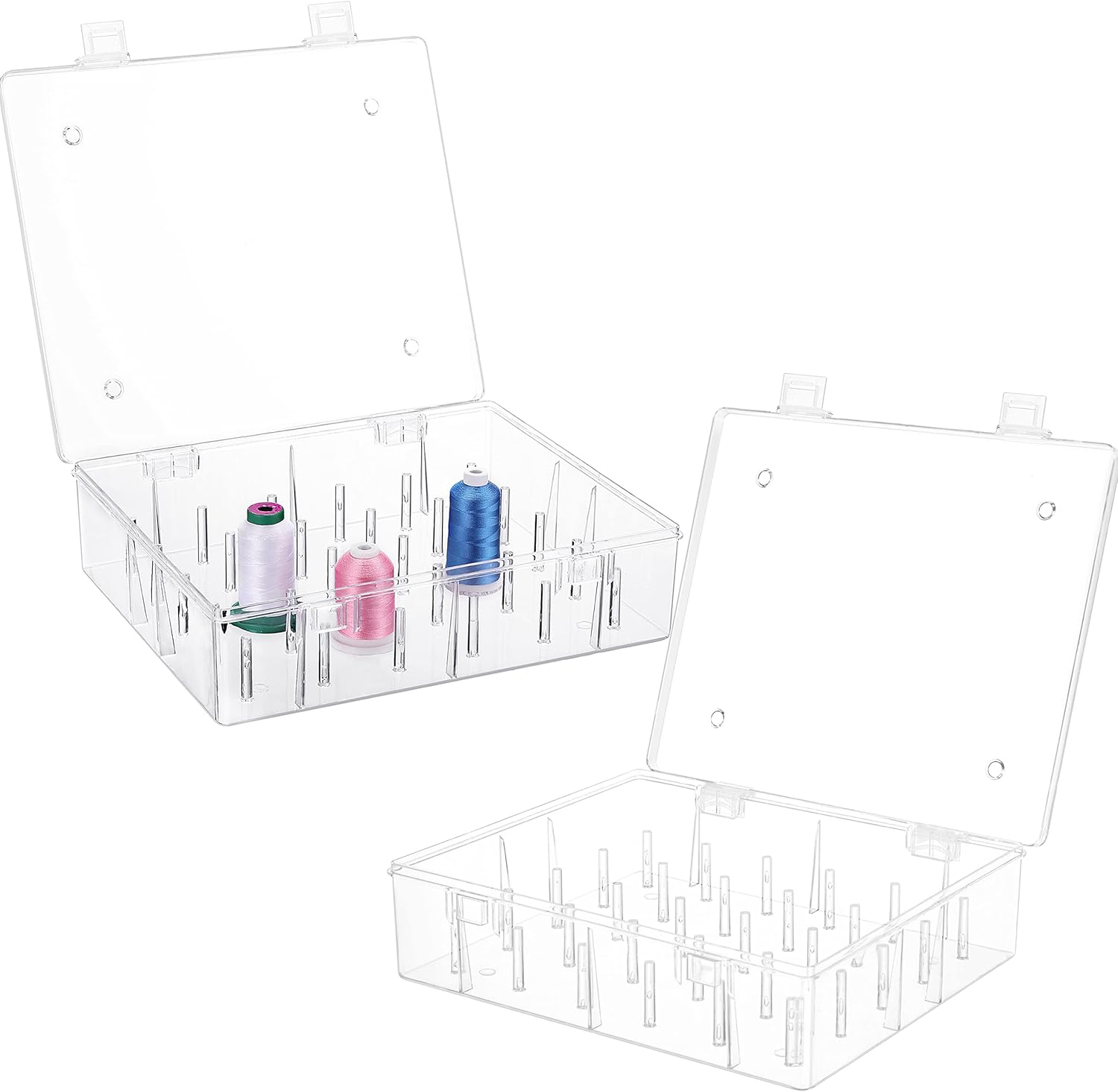 New Brothread Pack of 2 Tall and Clear Storage Box/Organizer for 2X30 Home Embroidery&Cotton Thread Spools Compatible with Tall Thread Spools from Isacord/Floriani/Madeira/Glide/Ra/Connecting Thread image number 2