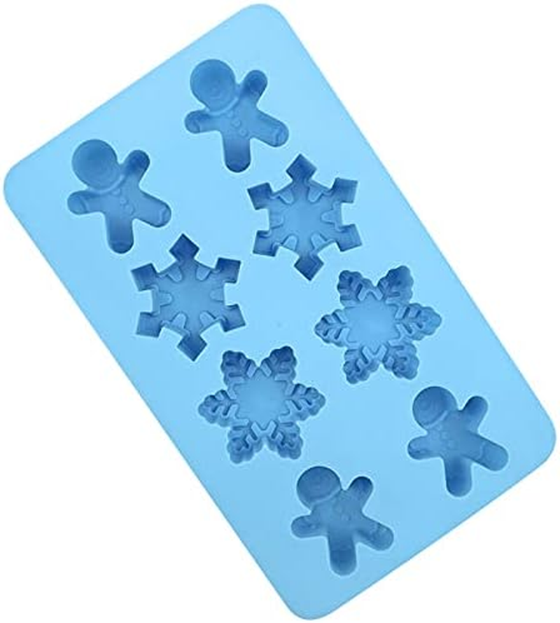 BREEZO Christmas Silicone Moulds, 2PCS Snowflake Snowmen Chocolate Moulds Soap Candy Cake Muffin Jelly Trays Baking Molds for Home Party Christmas Xmas Cake Decoration image number 3