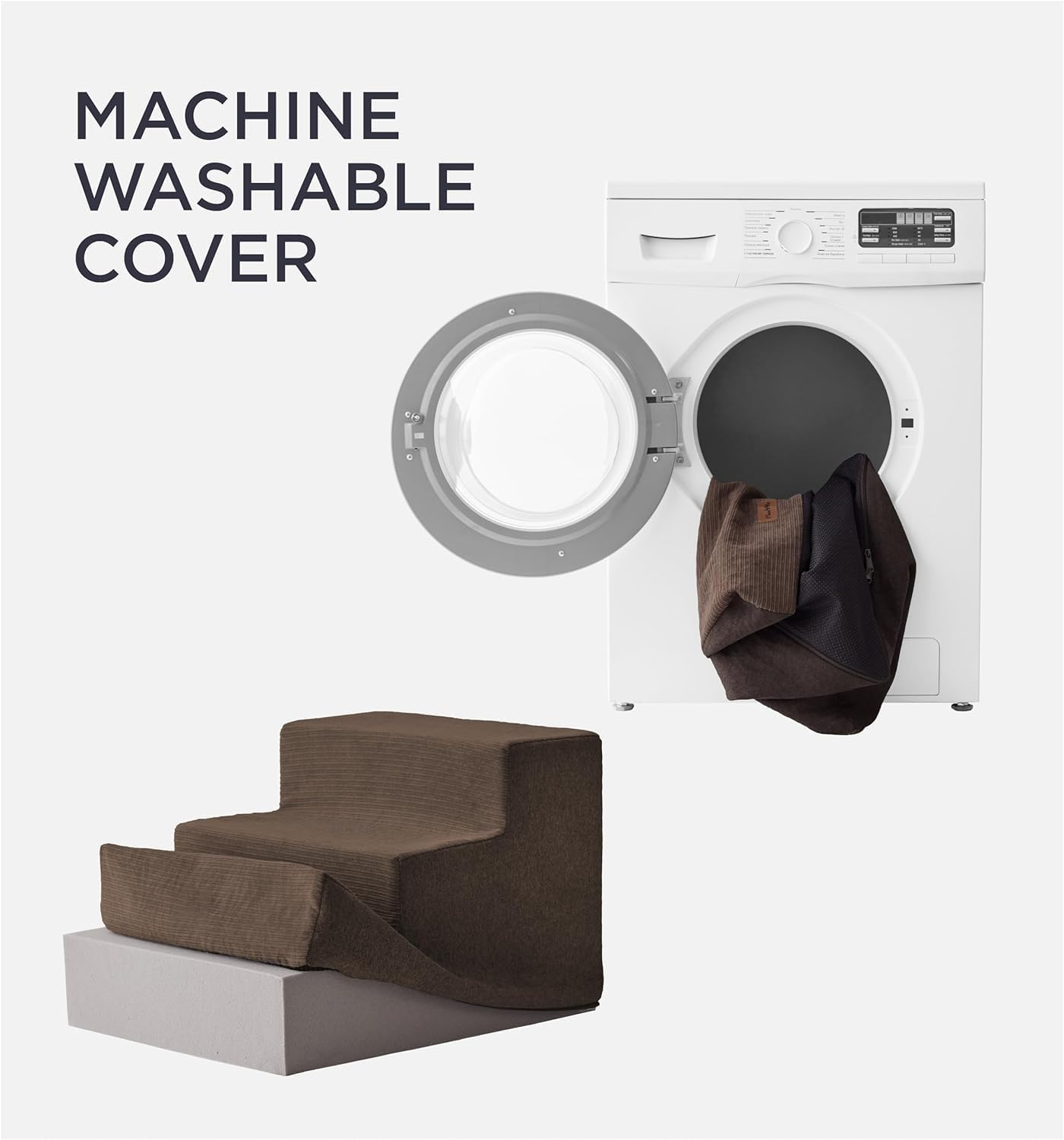 4 Tier Pet Steps for Sofas and Beds - Non-Slip Pet Ramps with Removable and Washable Shells - Training Steps for Small Dogs and Cats, Brown image number 2