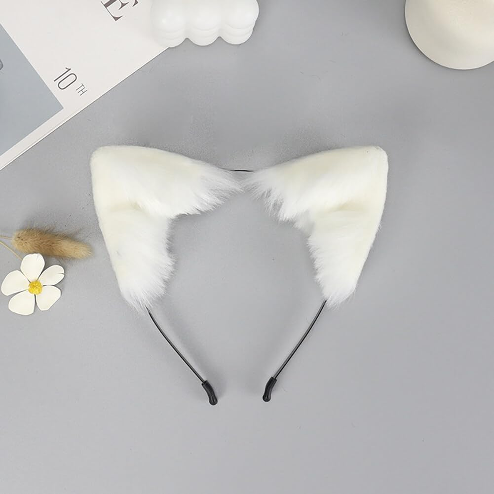 Cat Fox Faux Fur Ears Headband Cute Halloween Fancy Dress Cosplay Handmade Animal Furry Ears Hair Hoop image number 2