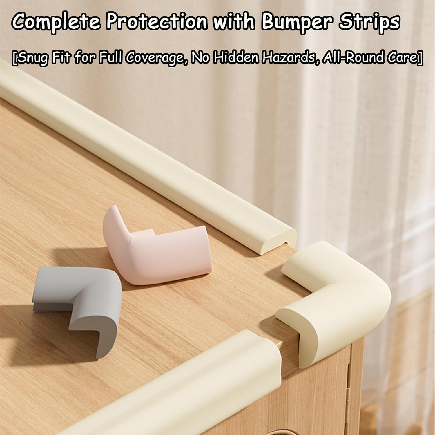 10Pcs Corner Protector, Edge and Corner Protector Baby Proofing, Thick NBR Safety Bumper Strips with Adhesive, Easy-Clean Furniture Guards for Tables, Cabinets, Counters (Beige)