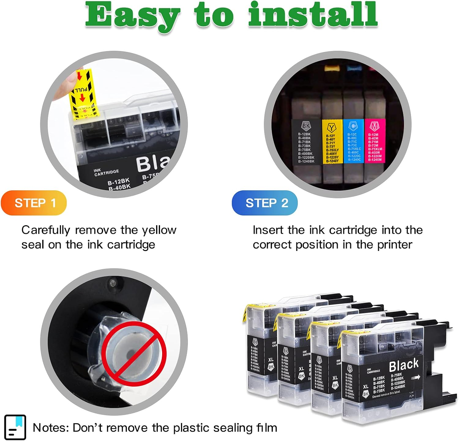 4 Pack Compatible with Brother LC75 LC71 Black Ink Cartridges LC-71BK LC-75BK Ink Cartridges LC71BK LC75BK for Use with Brother MFC-J280W, J425W, J430W, J435W, J5910DW, J625DW, J6510DW, J825DW, J835DW image number 4