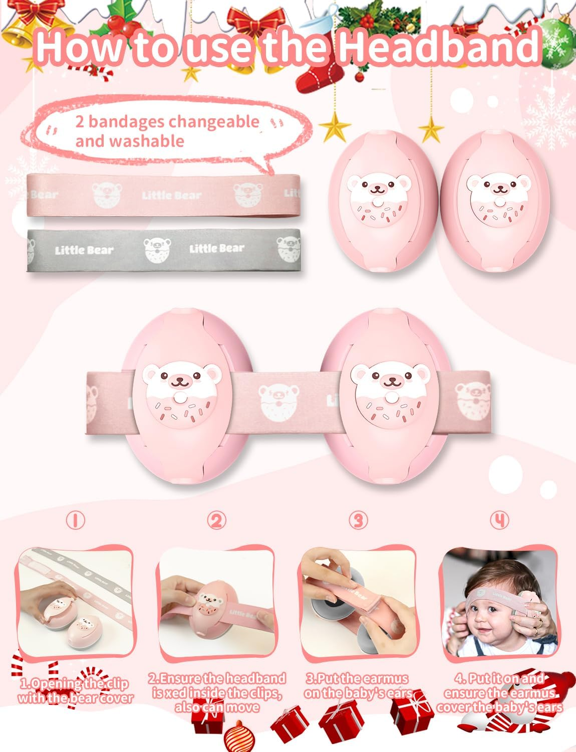 Baby Ear Muffs, 2-In-1 Baby Noise Canceling Headphone, Hearing Protection for Babies 0-48 Months, Adjustable Headband