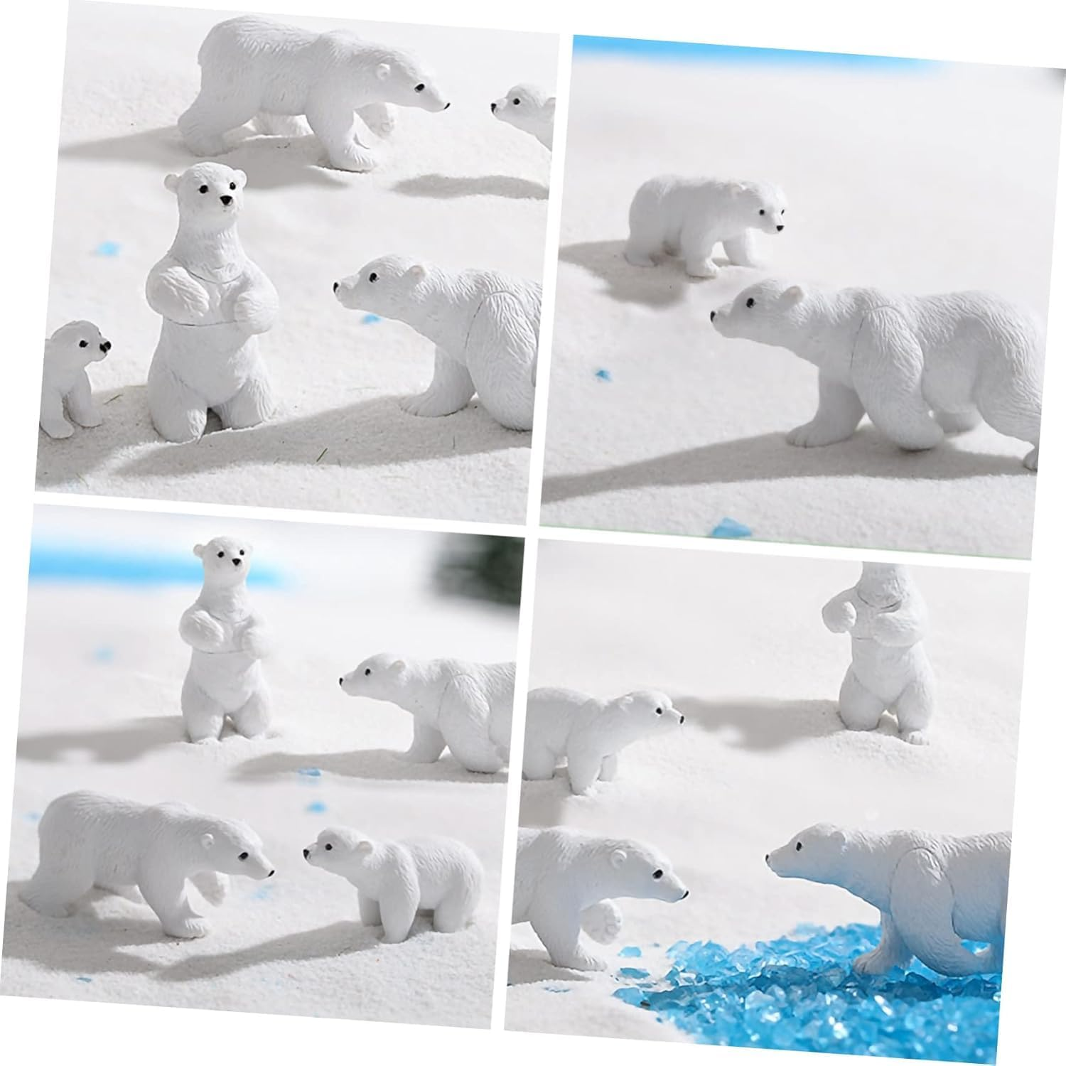 Ksngtixe 6Pcs Miniature Polar Bear Figurines - Cute White Bear Adornments, Durable Compact Animal Decor for Micro Landscape, Home & Garden image number 3