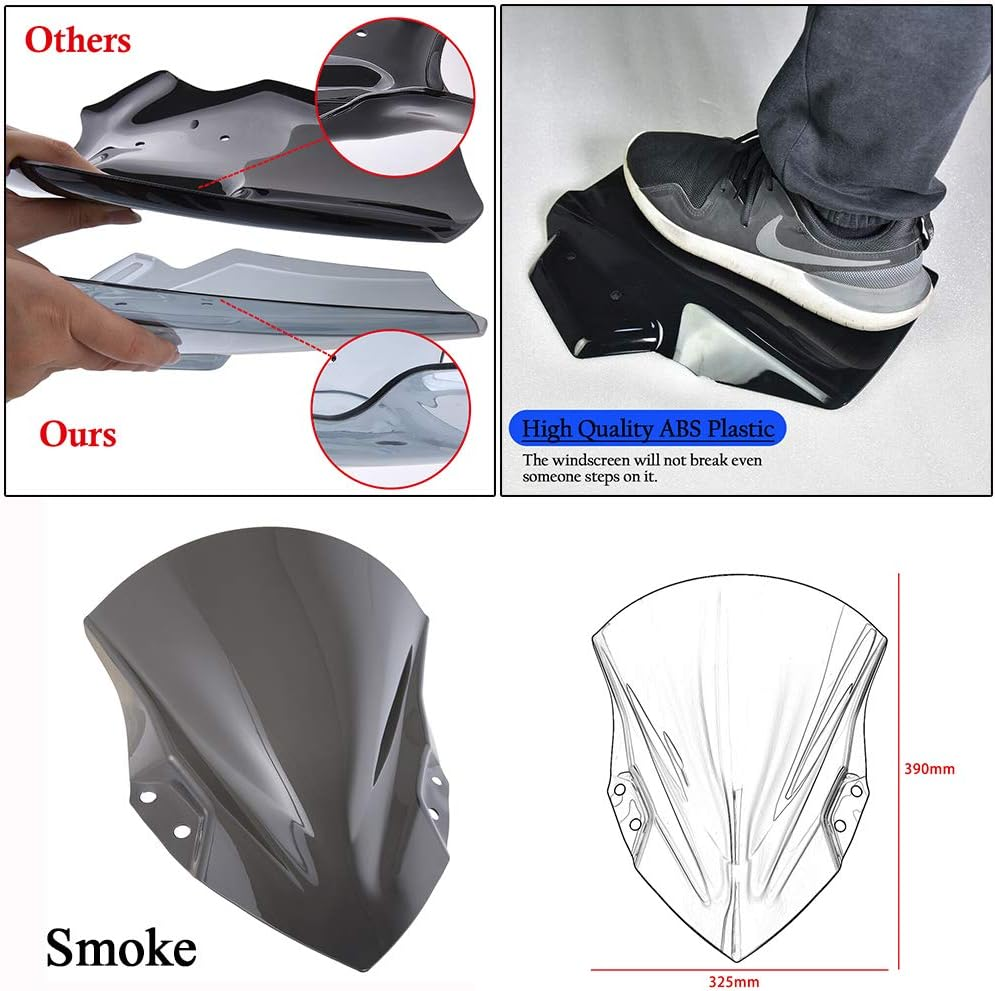 Motorcycle Front Fairing Windshield Windscreen Wind Deflector Fly Screen Parebrise Visor Protector Cover for Ka.Wasaki Ninja400 Ninja250 Ninja 400 250 2018 2019 2020 2021 2022 2023 (Smoke) image number 2