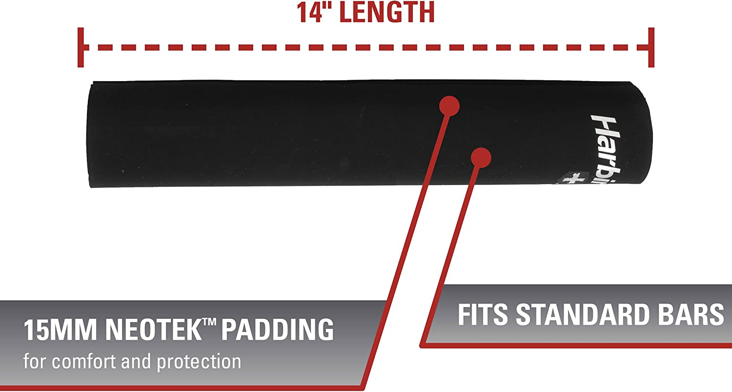 'Harbinger Neotek Foam Core Bar Pad, Standard 14'' & Olympic 16'' for Squats, Lunges, Hip Thrusts, Weightlifting' image number 1