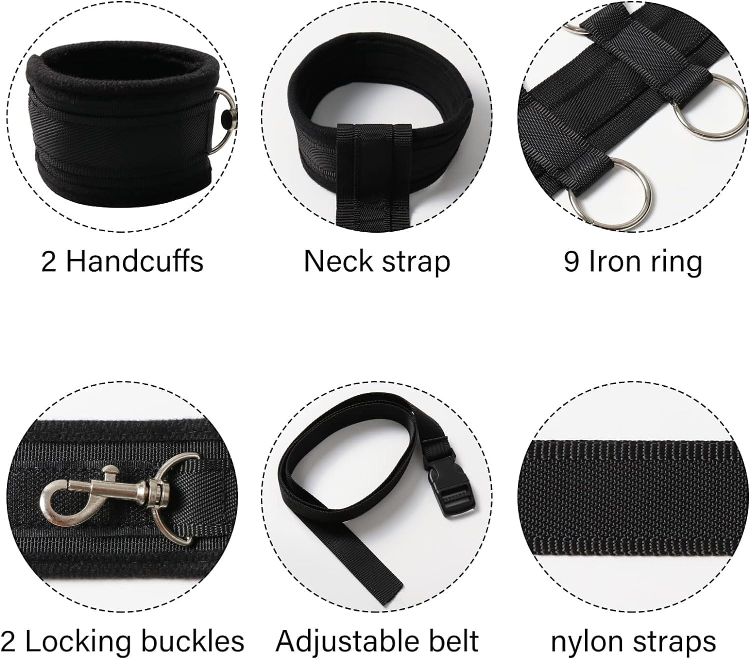 Bondage Collar Neck to Wrist Adjustable Bondage Gear behind Back Handcuffs Harness BDSM Bondage Restraints Fetish SM Slave Collar Fetish Slave Blindfold Accessories Sex Toys Cosplay, Couples Adult Sex Toy image number 5