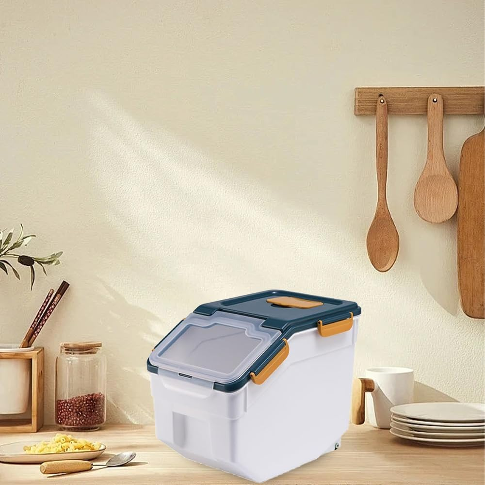 TOMVAES Rice Storage Container, Rice Bucket with Lids, Grain Pet Food Bin, Insect and Moisture Proof Rice round Drum, Household, 10Kg image number 6