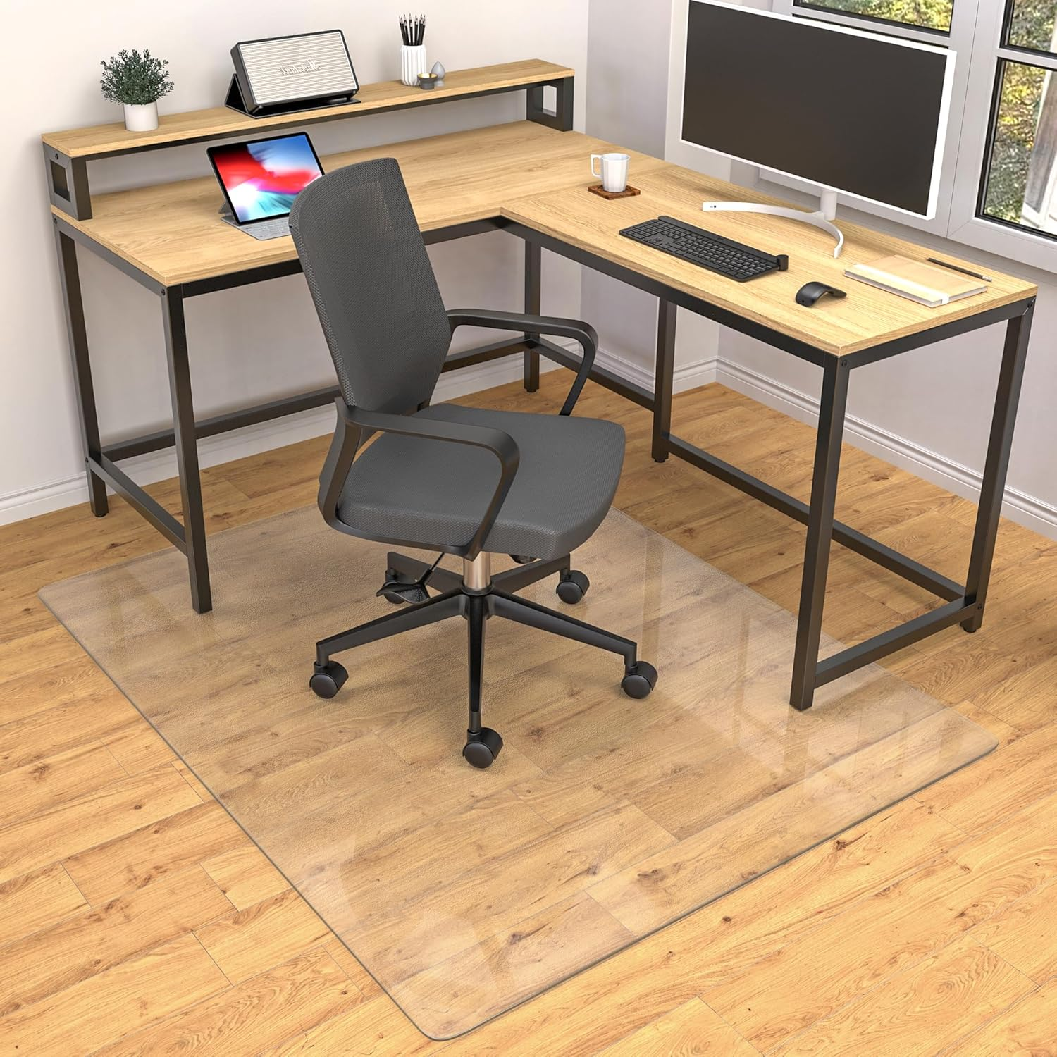 Office Chair Mat for Hard Wood Floors, 36 X 48 Inches Clear Floor Mat for for Rolling Chairs, Heavy Duty Wood/Tile Floor Protectors for Home Office, Anti-Slip, Easy to Clean image number 6