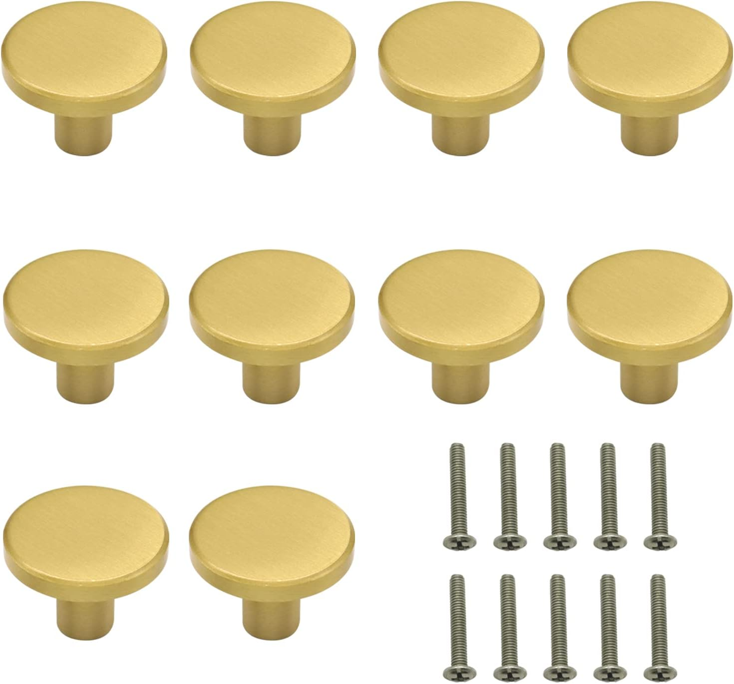 Cabinet Knobs Worthplanet 10 Pack 28 X20Mm Brushed Brass Cabinet Knobs Gold Drawer Knobs for Dresser Drawers Kitchen Bathroom Hardware Door Knobs W200020 (M) image number 5