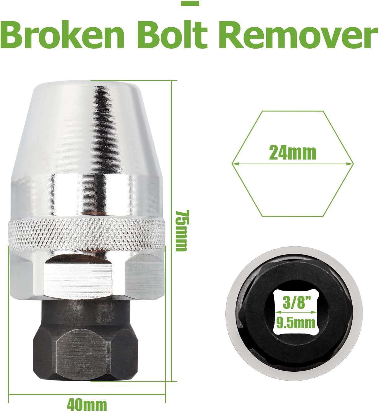Damaged Bolt and Stud Extractor Tool, 3/8" Drive Broken Stud Remover Bolt Extractor Grips and Removes 1/4" (6Mm) to 1/2" (13Mm) Studs, Broken Bolt Remover Kit
