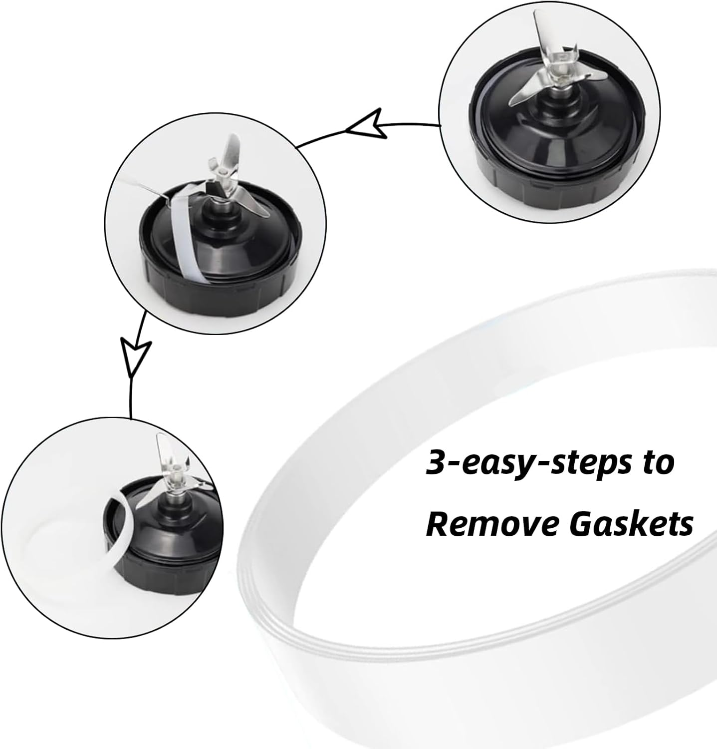 Luojinluoda 3Pcs Gasket Seal Rings for Nutri Ninja - Replacement Compatible Seal Ring for Auto IQ/PRO - Premium Gasket Ring Set Perfect Fit for Ninja Blender Cups, Includes Bonus Dental Tool as Hook