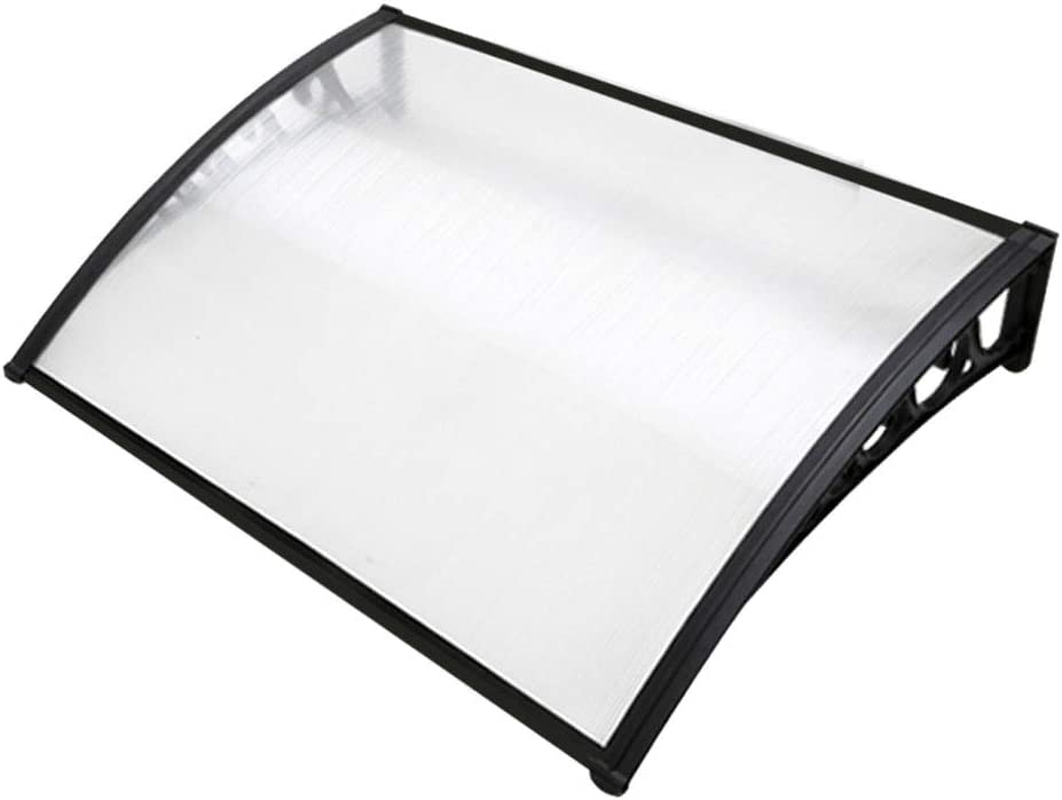Instahut Window Awning Brown PC Panel with Black Bracket Outdoor Door Canopy Sun Shade Shelter, Patio Terrace Garden Baconly Porch Shield Rain Snow Eaves Cover Protector, 1Mx1.2M DIY image number 1