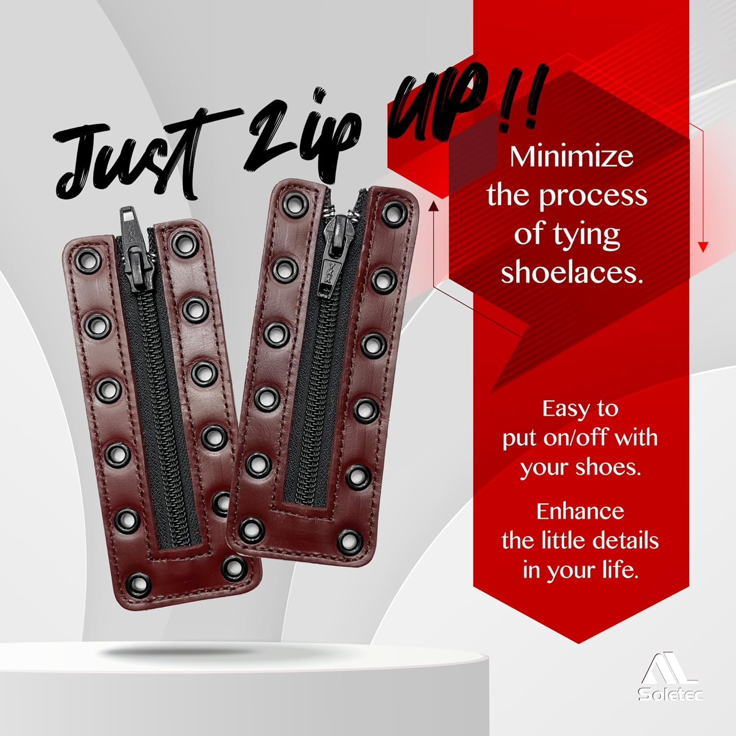 Leather Lace-In Boot Zipper 6 Eyelet Zipper Suitable for All Brands