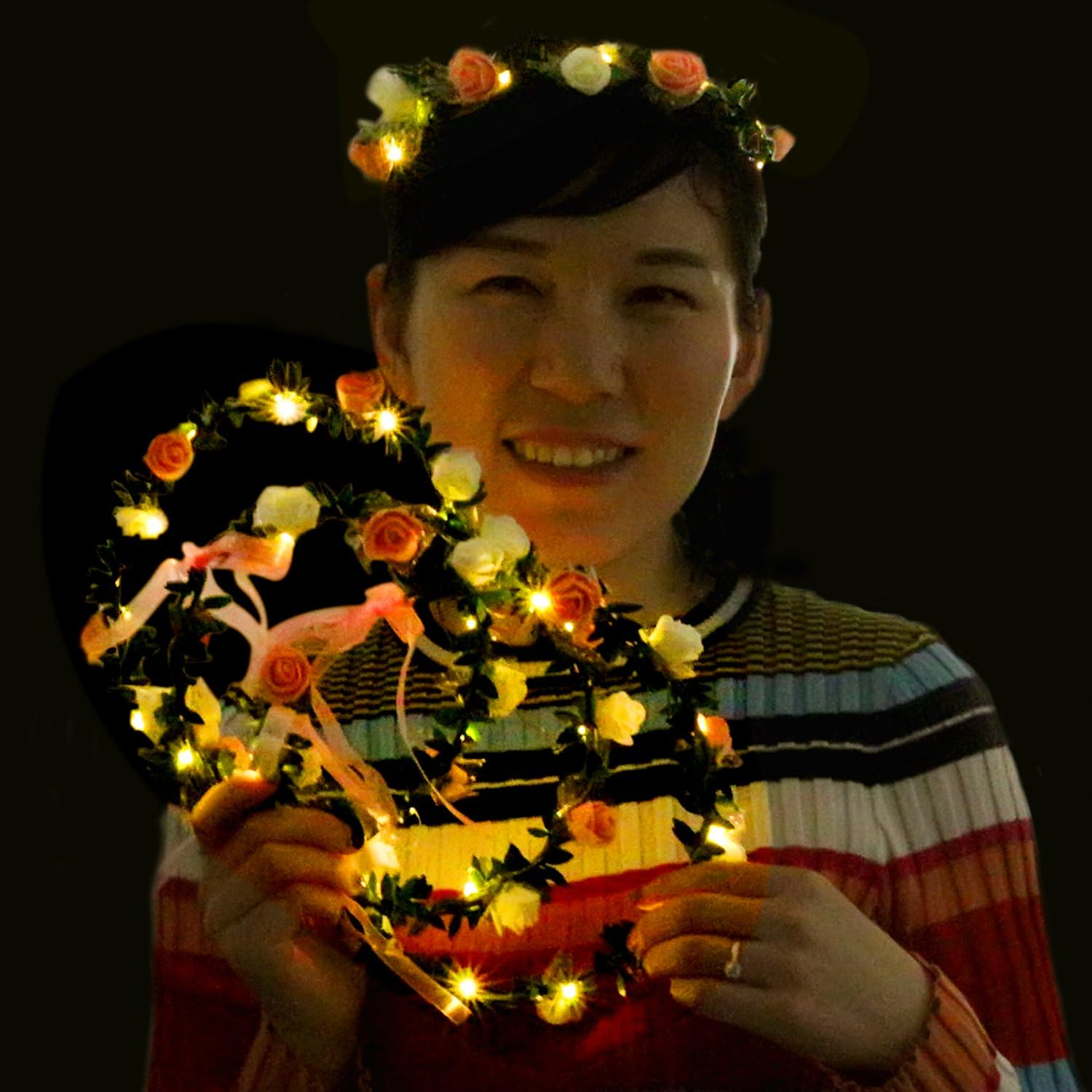 Novelty Place 4 Pack Light up Flower Headband - LED Floral Head Crown for Wedding, Festival and Party - 4 Pieces image number 1