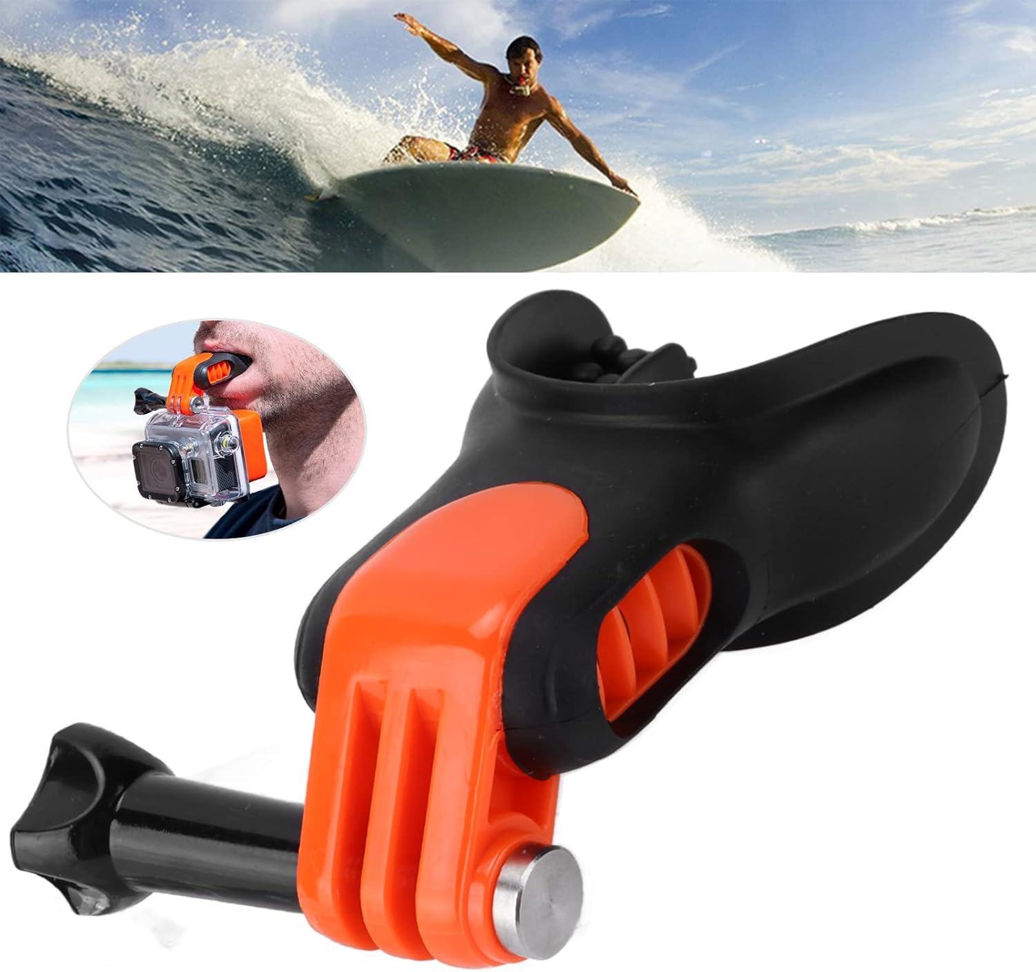 Mouth Mount, Comfortable Stable Sturdy Bite Mouthpiece Holder Ergonomic Design Universal Safe for Action Camera image number 1