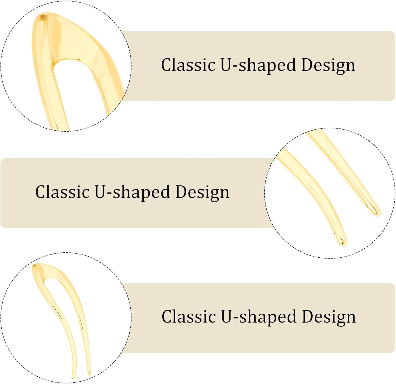 Srotmirw Alloy Hair Pins, Pack of 3 U-Shaped French Pin in Hair Accessories for Women and Girls in Daily Clothing image number 1