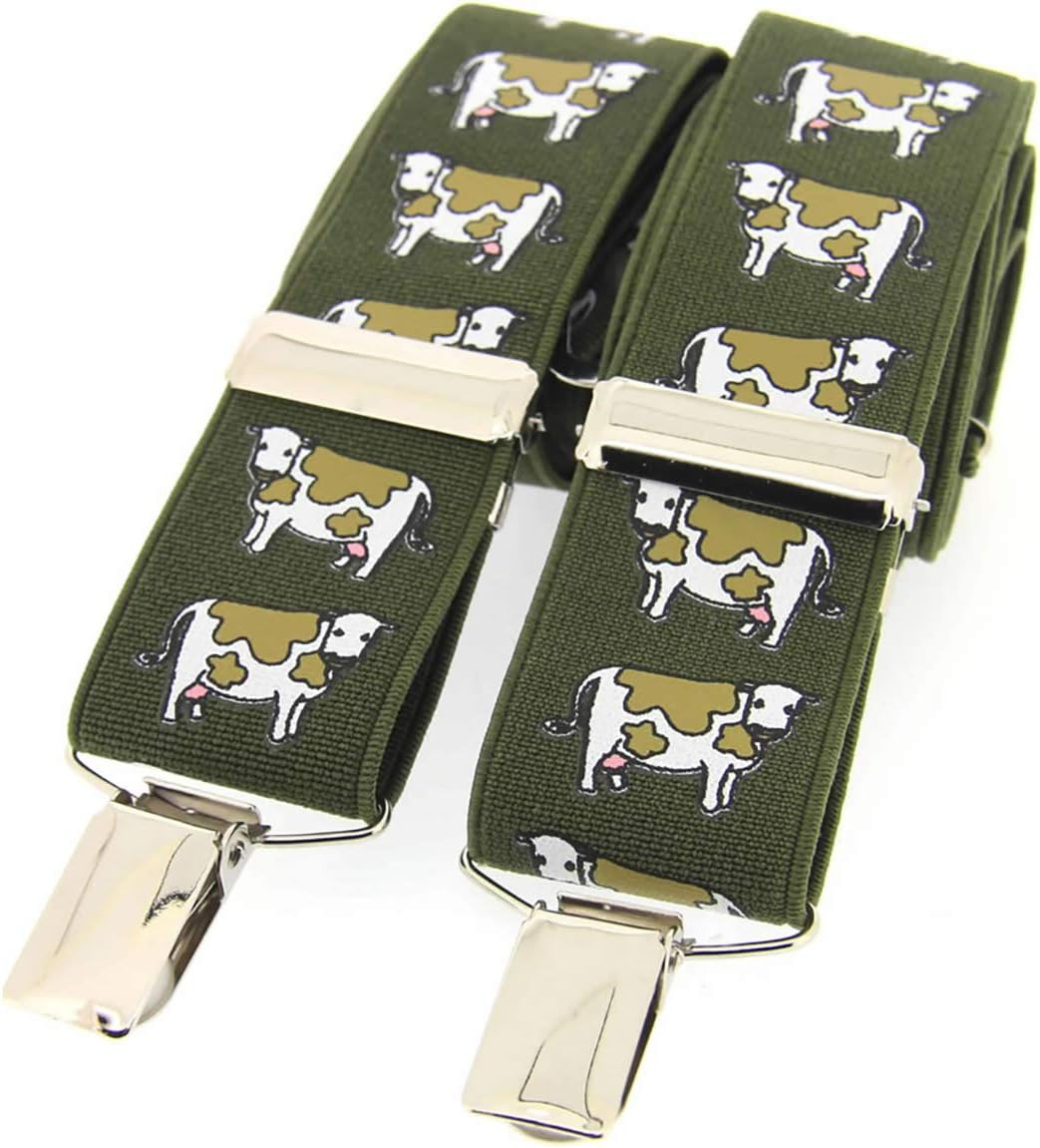 Soprano Country Green Cows Mens Trouser Braces