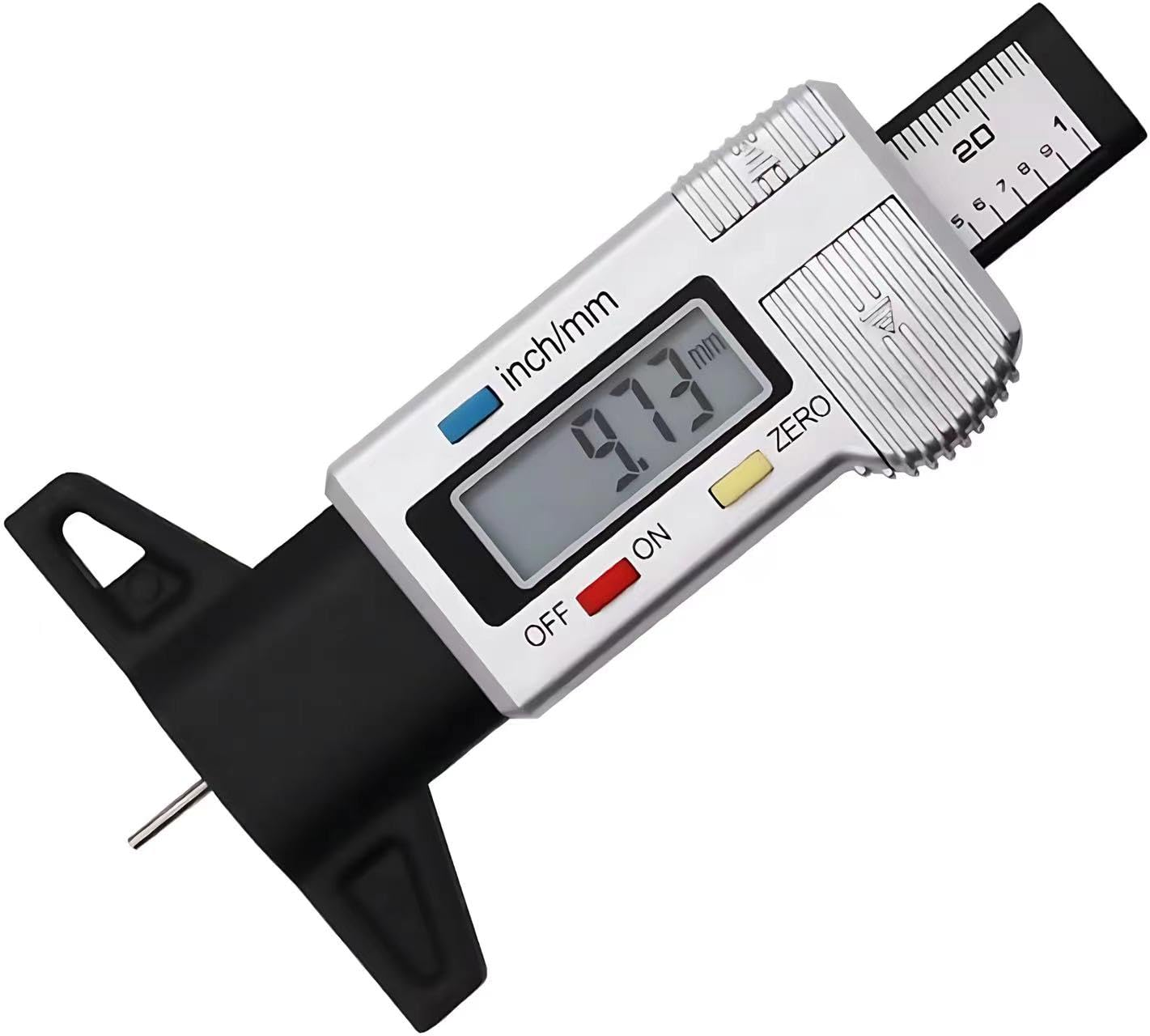 Tire Tread Depth Gauge, Digital Tire Tread Depth Gauge LCD with Inch and MM Conversion of 0-0.98 Inches, Tread Checker Tire Tester for Cars Motorcycle Trucks Vans SUV (Silvery) image number 2