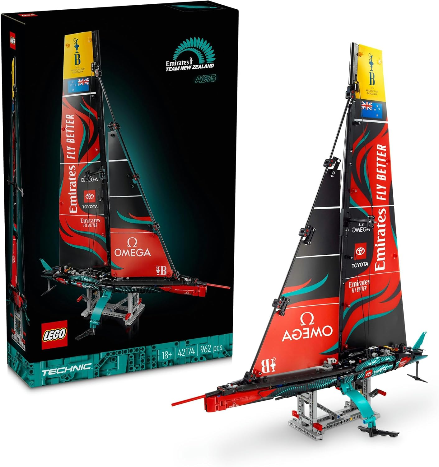 LEGO&reg; Technic Emirates Team New Zealand AC75 Yacht 42174 Building Kit, Sailing Boat Set for Adults Who Love to Sail, Build-A-Boat Toy for Fans of Creative and Relaxing Activities image number 4