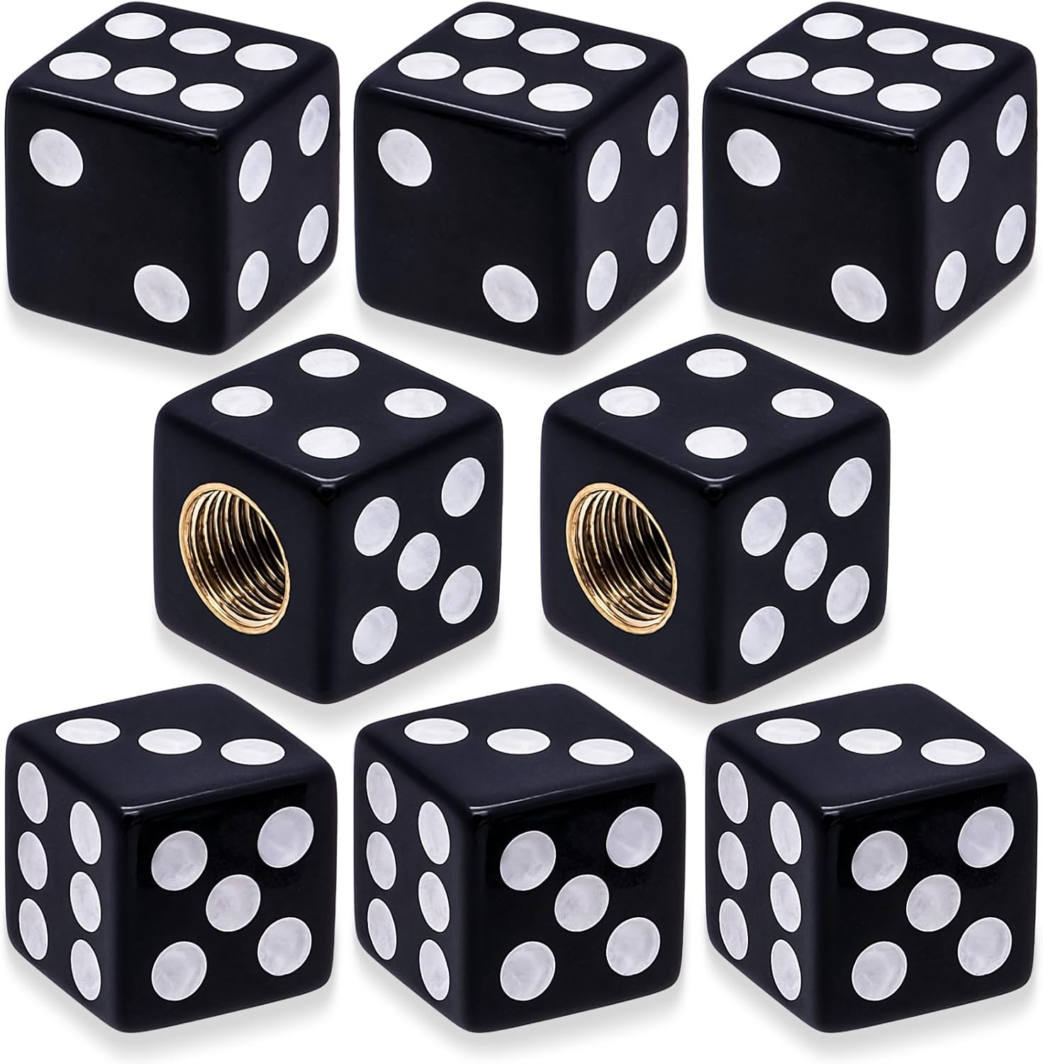 MEAJOO 4PCS Dice Shape Tire Valve Stem Caps, Universal Copper Core Dustproof Tire Valve Stem Covers for Cars, SUV, Trucks, Bikes, Motorcycles, Bicycles(Red)