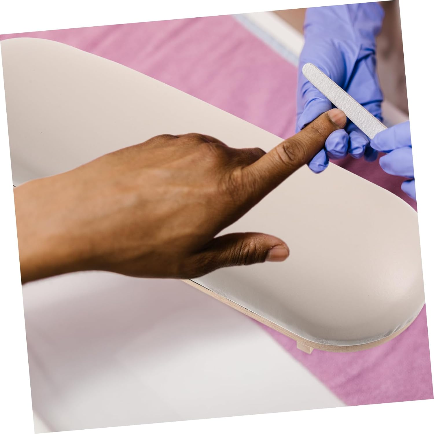 DEARMAMY Nail Arm Rest Pillow Leather Cushion for Nail Art Stable Hand Rest Stand for Manicure at Home Salon Comfortable Support for Nails Tech Wooden Base image number 2