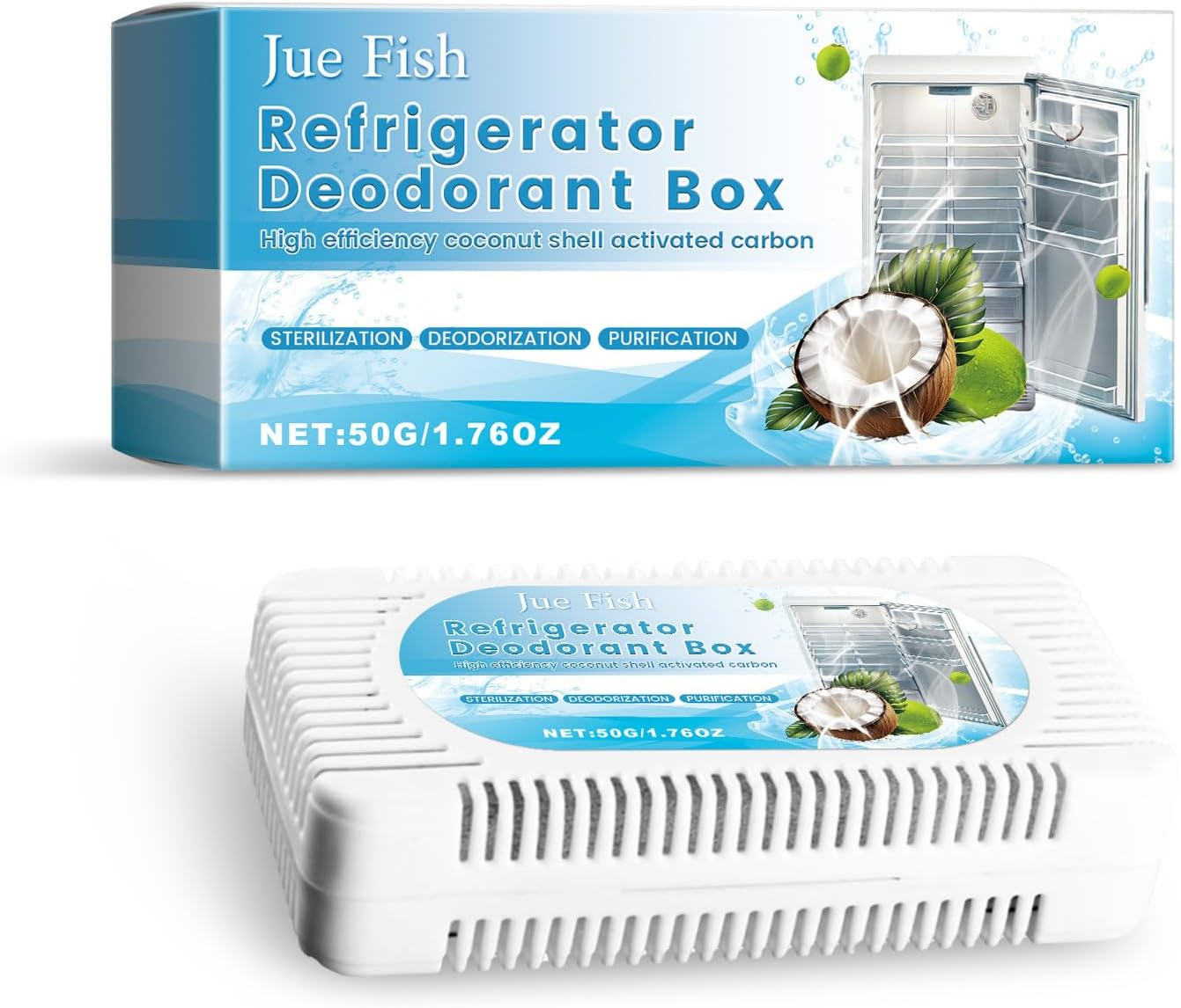 Refrigerator Deodorant Box, 50G, Activated Coconut Shell Carbon, Odour Remover image number 6