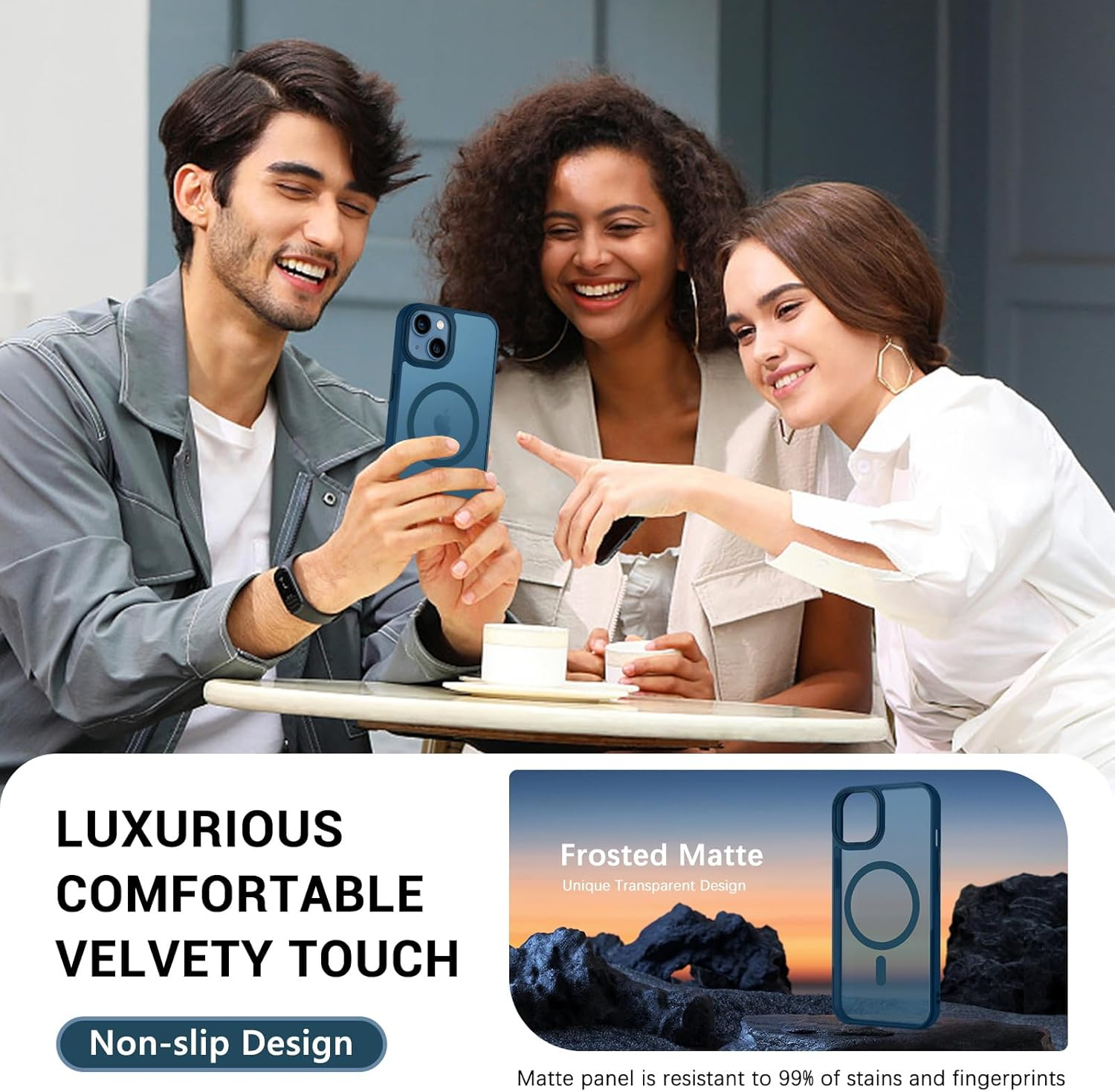 Gaobao for Iphone 13 & Iphone 14 Magnetic Case Cover, [Compatible with Magsafe][Military-Grade Drop Tested] Slim Shockproof Protective Translucent Back Phone Cases for Iphone 13/14 6.1'', Blue image number 2