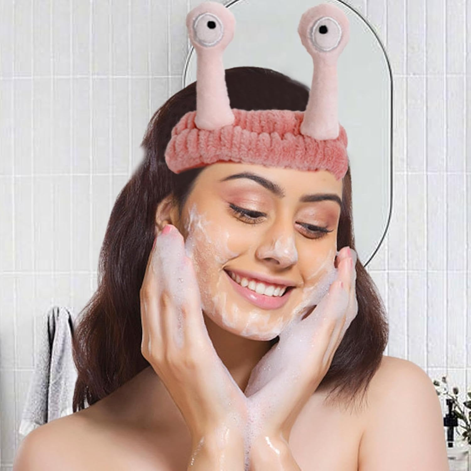 Snail Eye Headband - Ultra Absorbent Skincare Head Bands, Face Wash Headbands | Flannel Cephalopod View Headband, Makeup Shower Facial Skincare Headband Spa Hair Bands for Women Girls image number 5