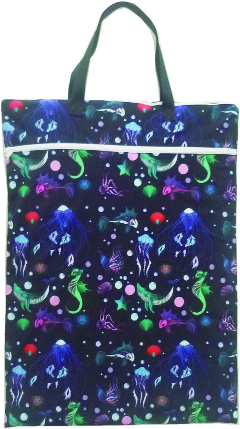 Large Hanging Wet/Dry Cloth Diaper Pail Bag for Reusable Diapers or Laundry, Sea - Flower image number 3