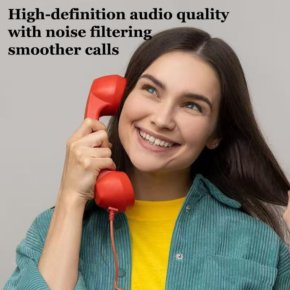 Retro Phone Handset,Bluetooth Retro Phone Handset for Android and Iphone, Type-C & 3.5Mm Classic Telephone Receiver for Cell Mobile Phones, Vintage Style Landline Handle (Black) (Blue,Bluetooth) image number 2