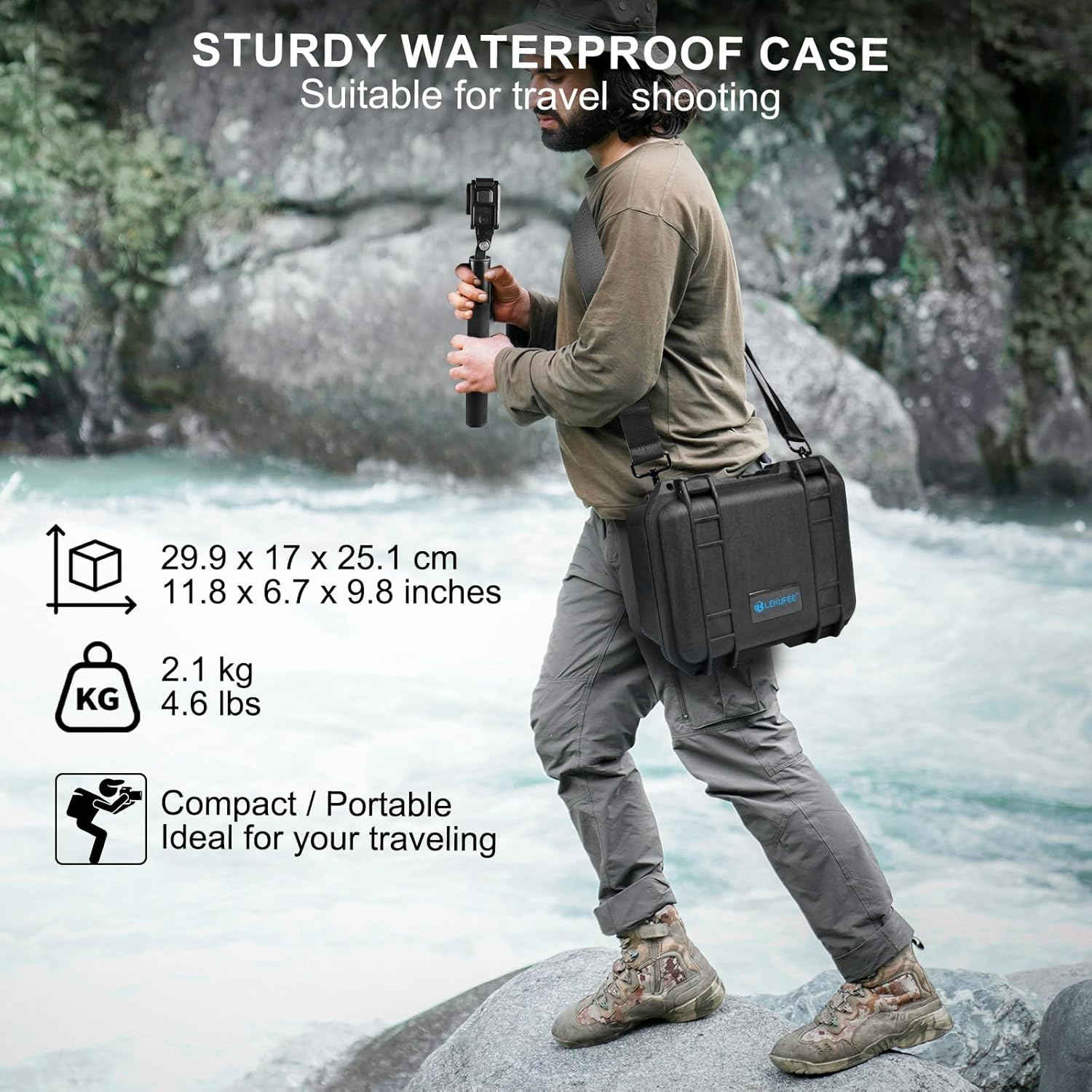 Lekufee Waterproof Hard Case for DJI Osmo Action 6, Osmo Action 5 Pro/4/3 Camera,Adventure Combo,Standard Combo and More Accessories(Case Only) image number 5