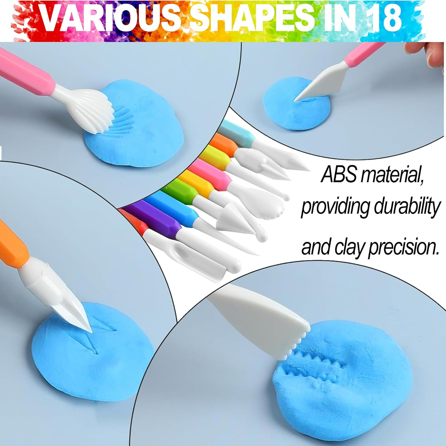 LINPHCEY 9PCS Clay Tools for Kids Air Dry Clay Tool Kit Plastic Clay Sculpting Tools Set for DIY Pottery, Modeling Sculpey Polymer Clay &ndash; Safe & Easy Grip for Beginners & Craft Lovers image number 3