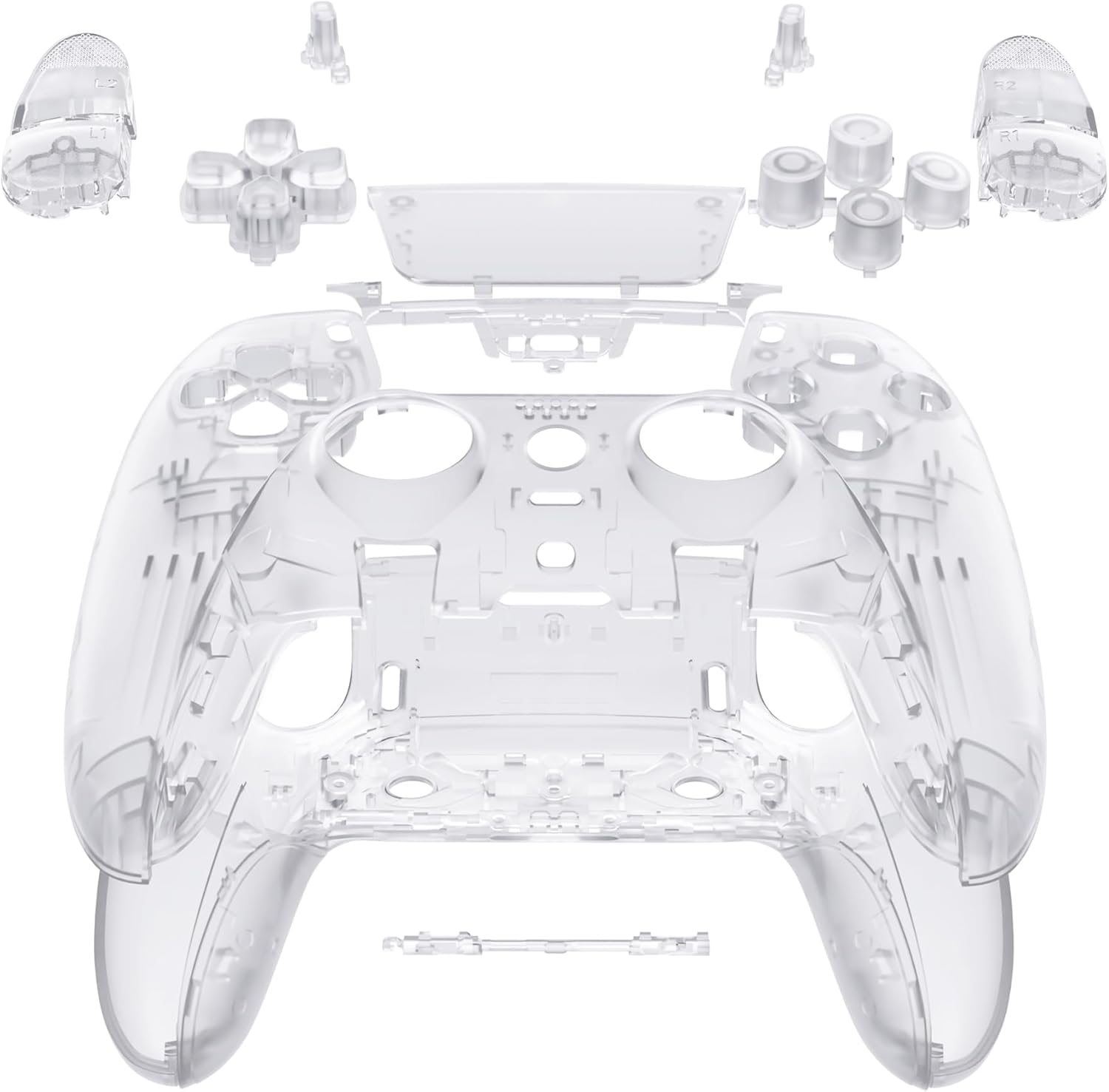 Extremerate Full Set Shell with Buttons Touchpad Compatible with P S 5 Edge Controller, Glow in Dark - Green Replacement Decorative Trim Shell Front Back Plates Compatible with P S 5 Edge Controller