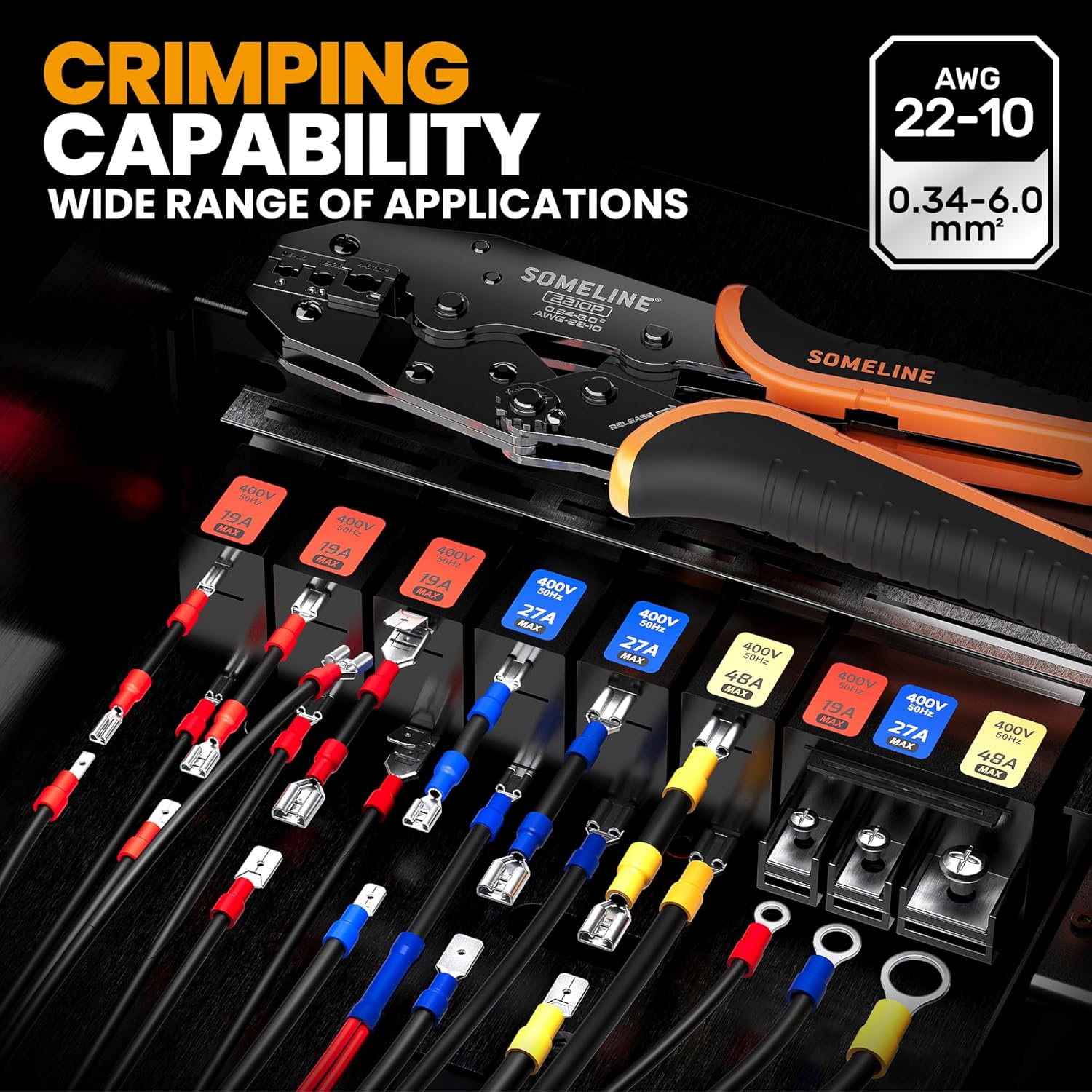 SOMELINE&reg; Electrical Connectors Crimping Tool Set, 39 Types, 22-10 AWG Crimping Pliers, Insulated Terminal Wire Connectors, Crimping Tools, Crimping Pliers, Crimpers image number 3