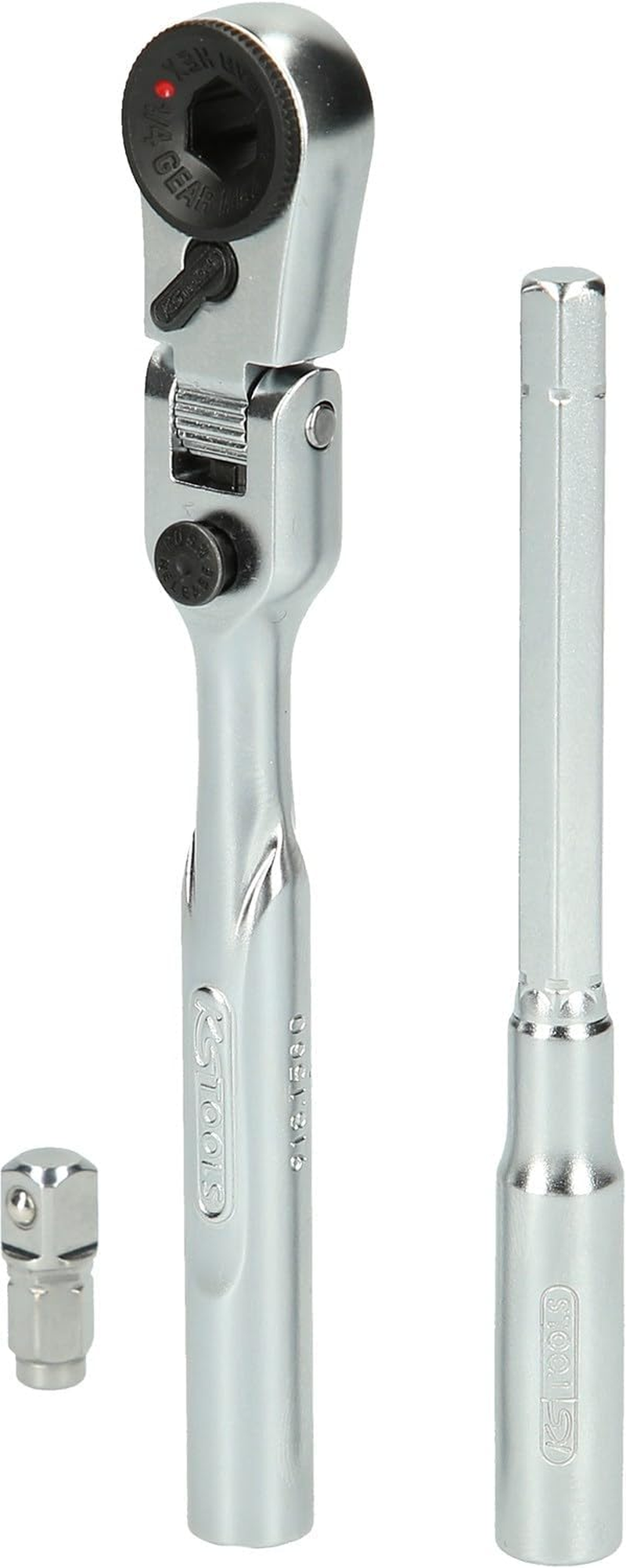KS Tools 918.1590 1/4 Inch Bit Joint Reversible Ratchet Set with Plug Adapter for Sockets, 3-Piece image number 4