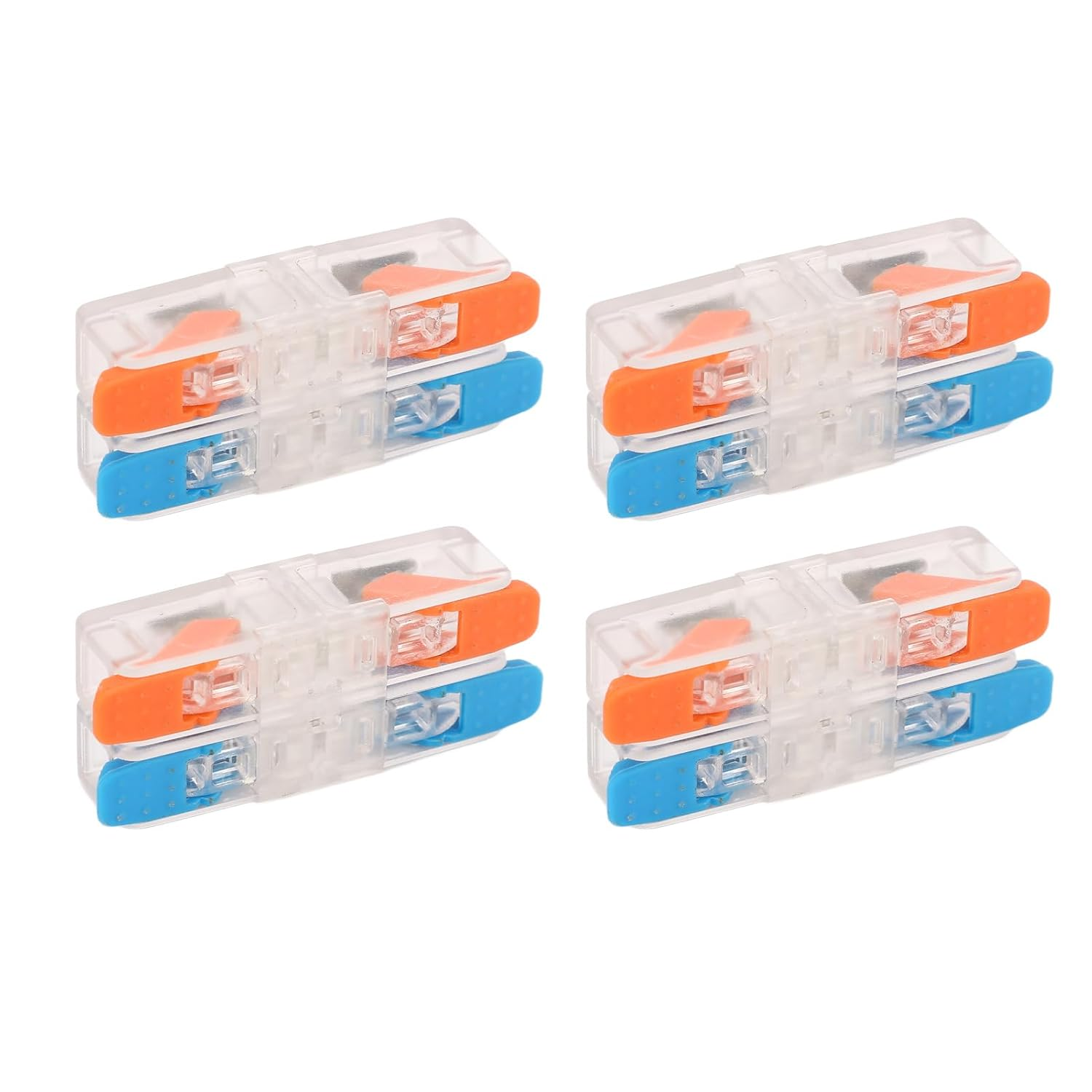 10 Pack Compact Electrical Wire Connectors, 2 in 2 Out Lever Wire Splices, Transparent Body, 41A 450V, Ideal for Circuit Inline Splicing Butt image number 2