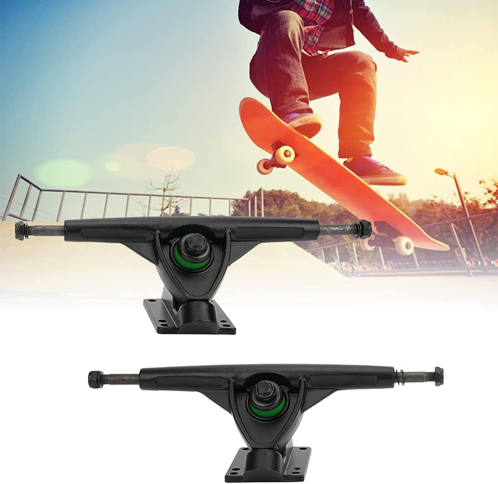 Skateboard Truck, 26X16X8Cm Lightweight Longboard Bracket, 7 Inch 2PCS Black Aluminium Alloy for Longboard Bracket Skateboard, Skateboard Bearings Hardware Combo Starter Kit image number 5