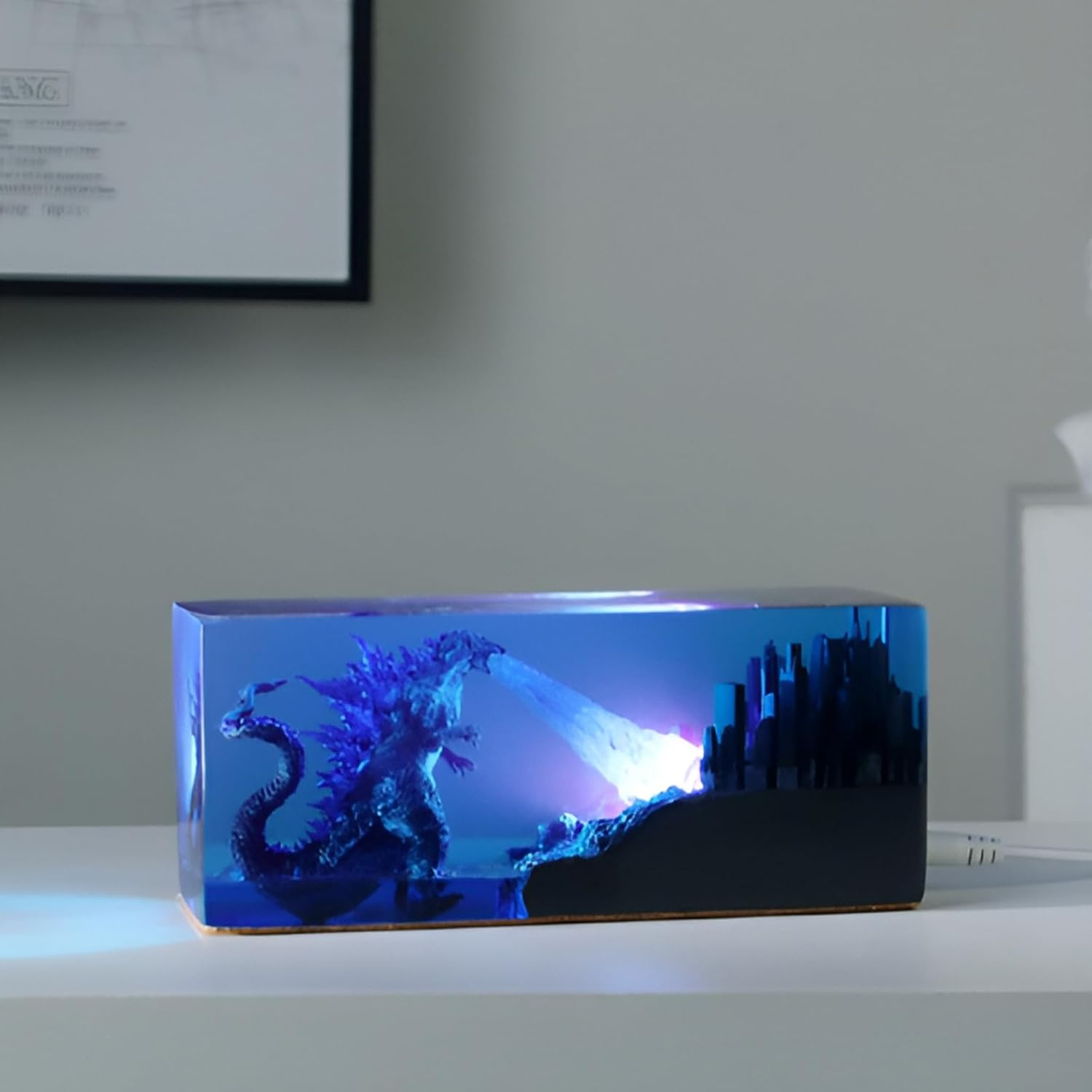 Syfunlv Godzilla Epoxy Resin Night Light, Godzilla Cube Decoration, USB Sleep Lights, Monster Bedside Lamp, Adjustable Lighting, 7.5 Cm, for Room, Indoor, Home, Bedroom (Style 1) - Style 3 image number 3