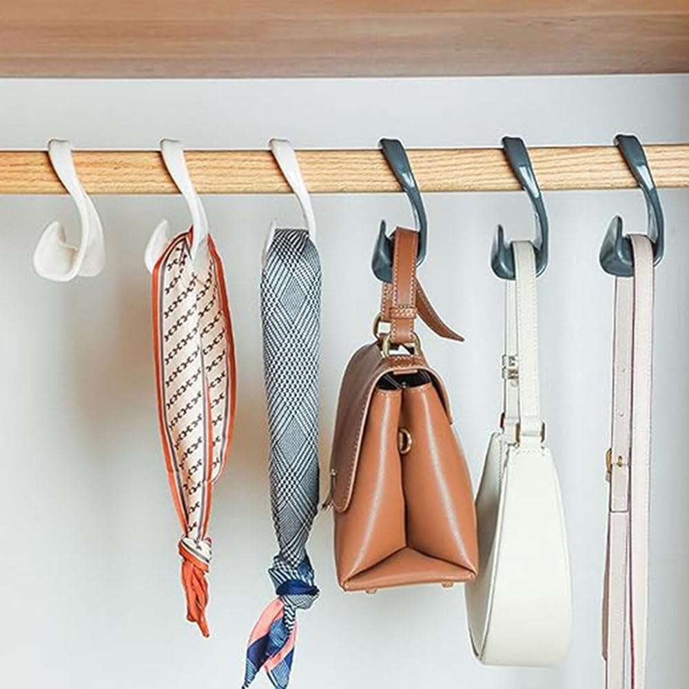 8 Pcs Handbag Hanger Hook, Handbag Hanger Organizer Storage,Used for Handbag,Shoulder Bag,Backpack, Scarf Belt, Closet Rod Hanger Tie Rack,Organizer Hooks Portable Bag Holders (White) - White image number 6