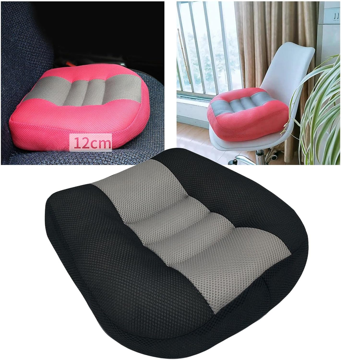 Magideal Car Cushion Heightening Height Boost Mat, Pad Angle for Car, Office,Home, Black - Black image number 4