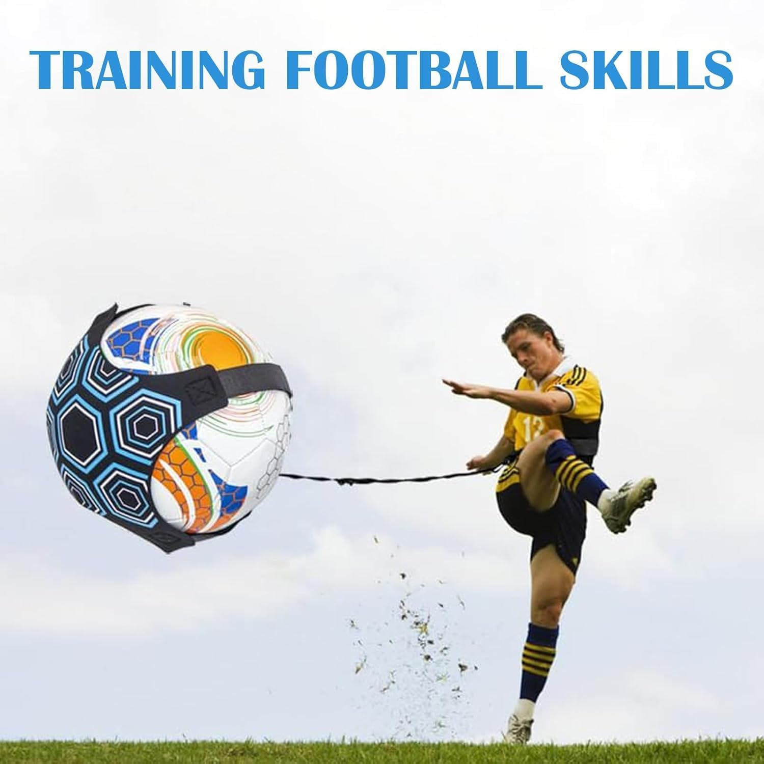 Football Footstep Training Mat, Soccer Training Mat with Adjustable Solo Soccer Trainer Belt,Non-Slip Silent Equipment for All Ages to Improve Speed, Strength and Coordination