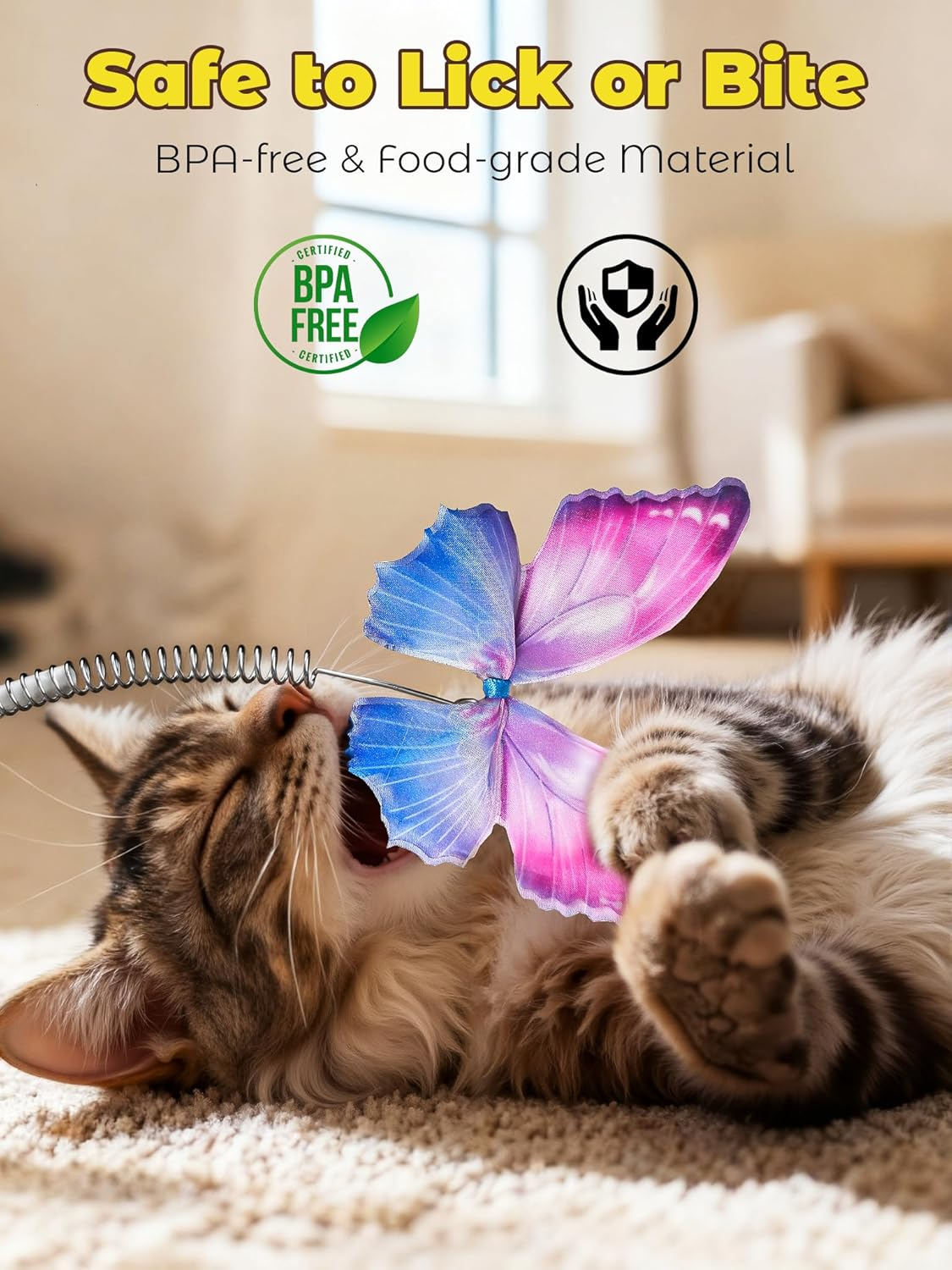 Interactive Cat Toys - 3In1 Automatic Cats Toy Indoor, Hide and Seek Kitten Toy with Track Balls, Fluttering Butterfly, Moving Ambush Feather & LED Lights,Rechargeable Hunting Exercise Kicker image number 2